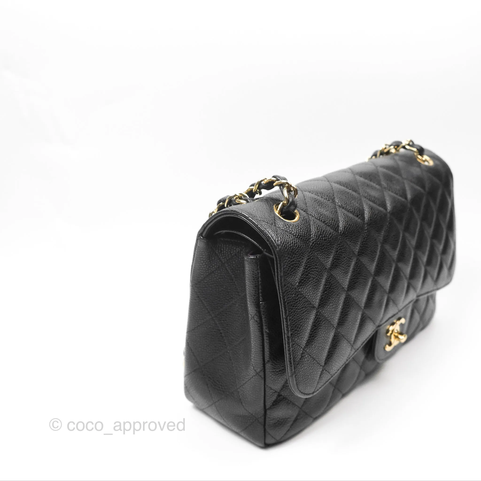 Chanel Jumbo Double Flap Black Caviar Gold Hardware⁣⁣