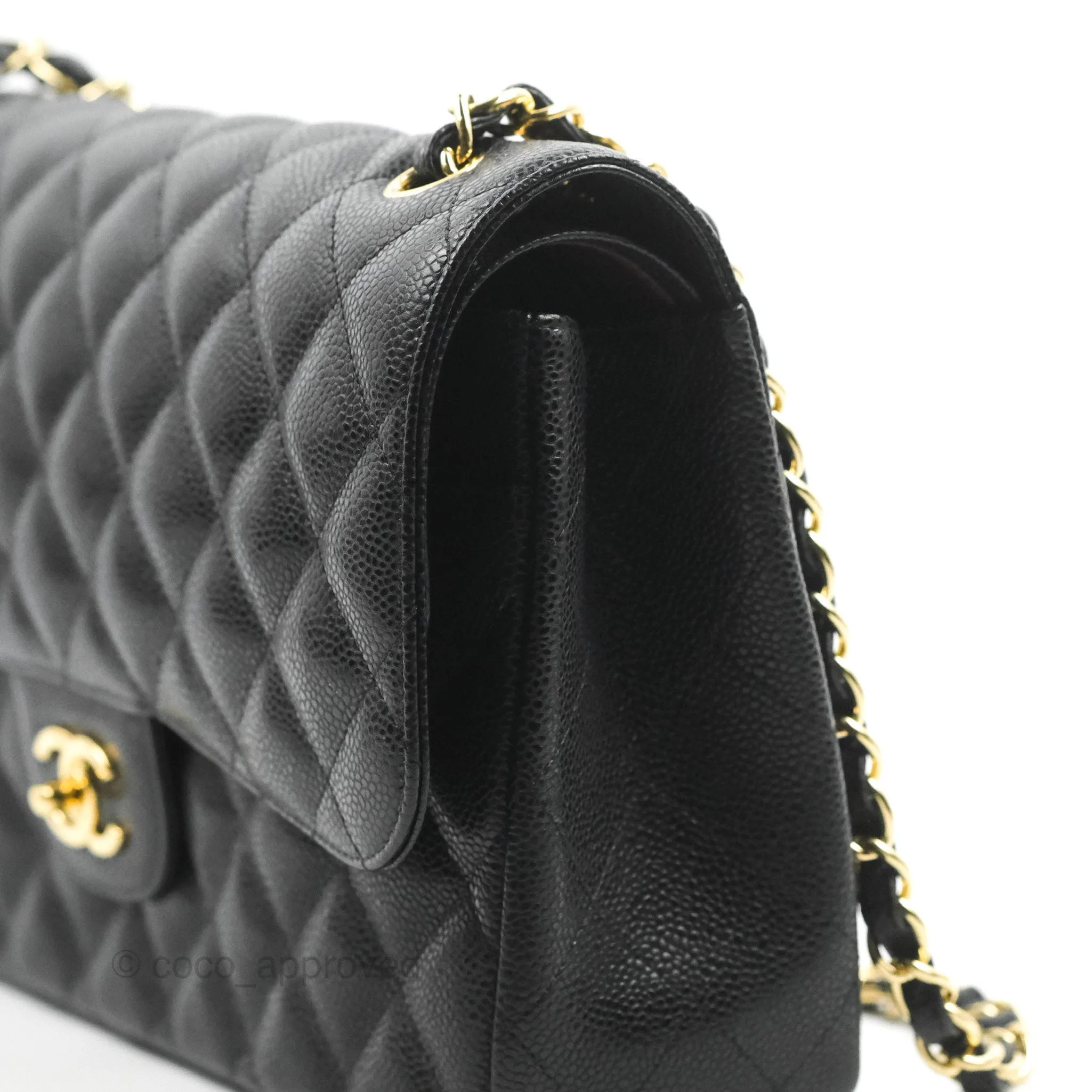 Chanel Jumbo Double Flap Black Caviar Gold Hardware⁣⁣