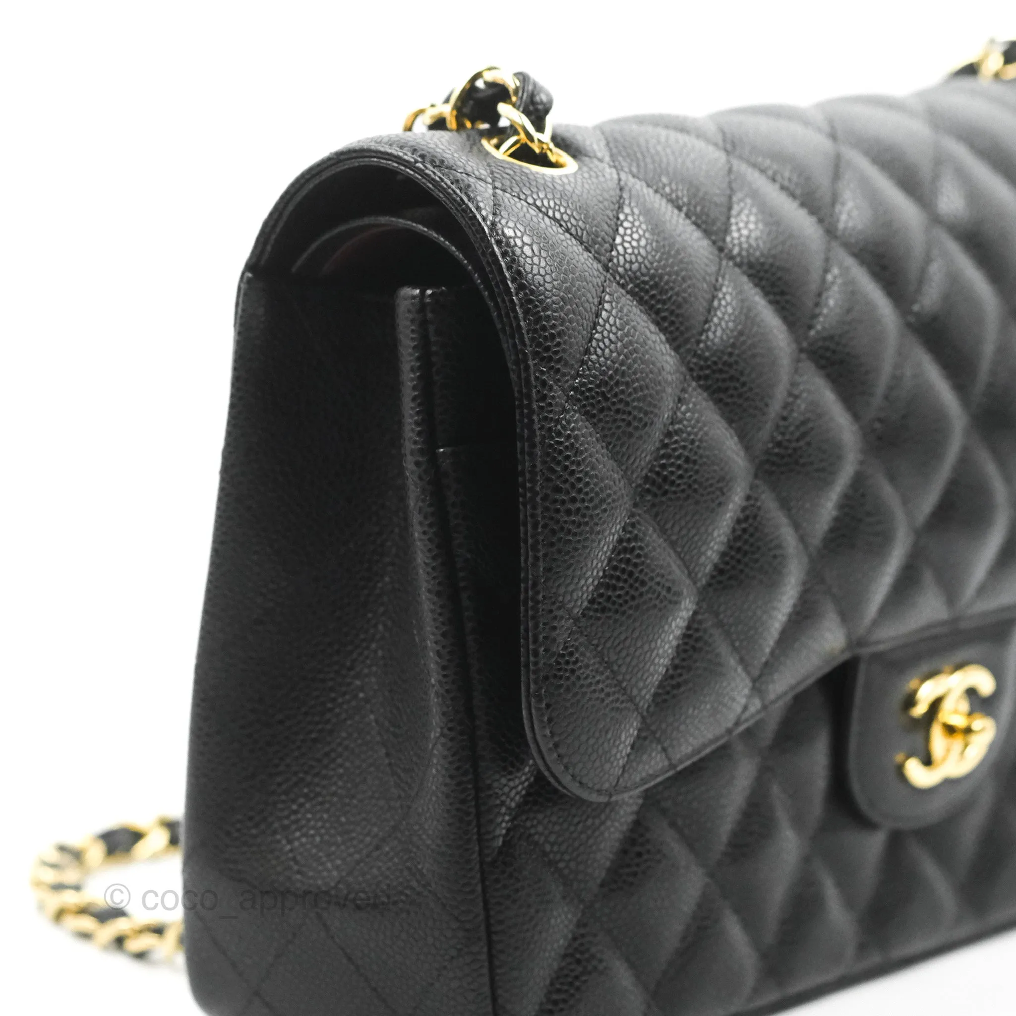 Chanel Jumbo Double Flap Black Caviar Gold Hardware⁣⁣