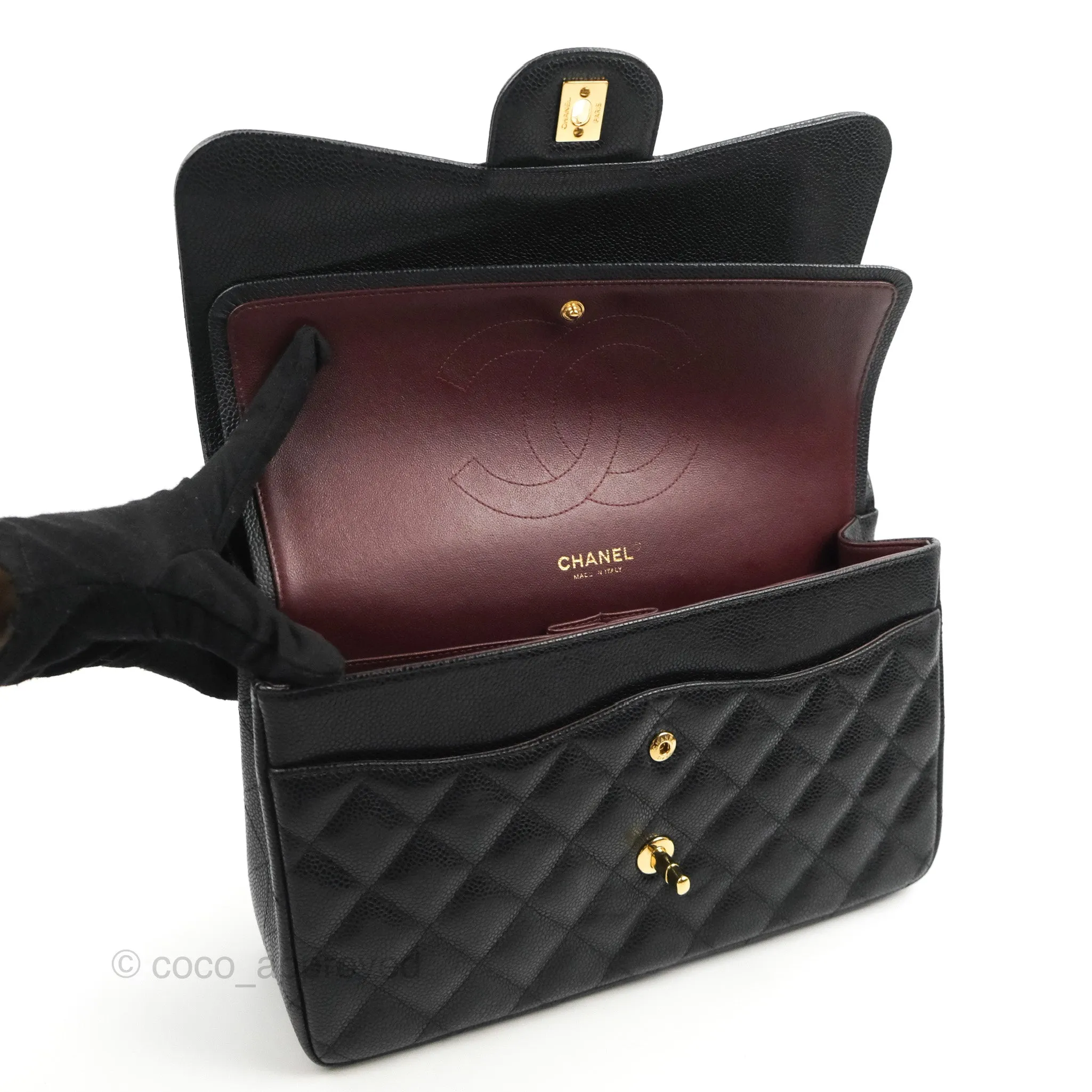 Chanel Jumbo Double Flap Black Caviar Gold Hardware⁣⁣