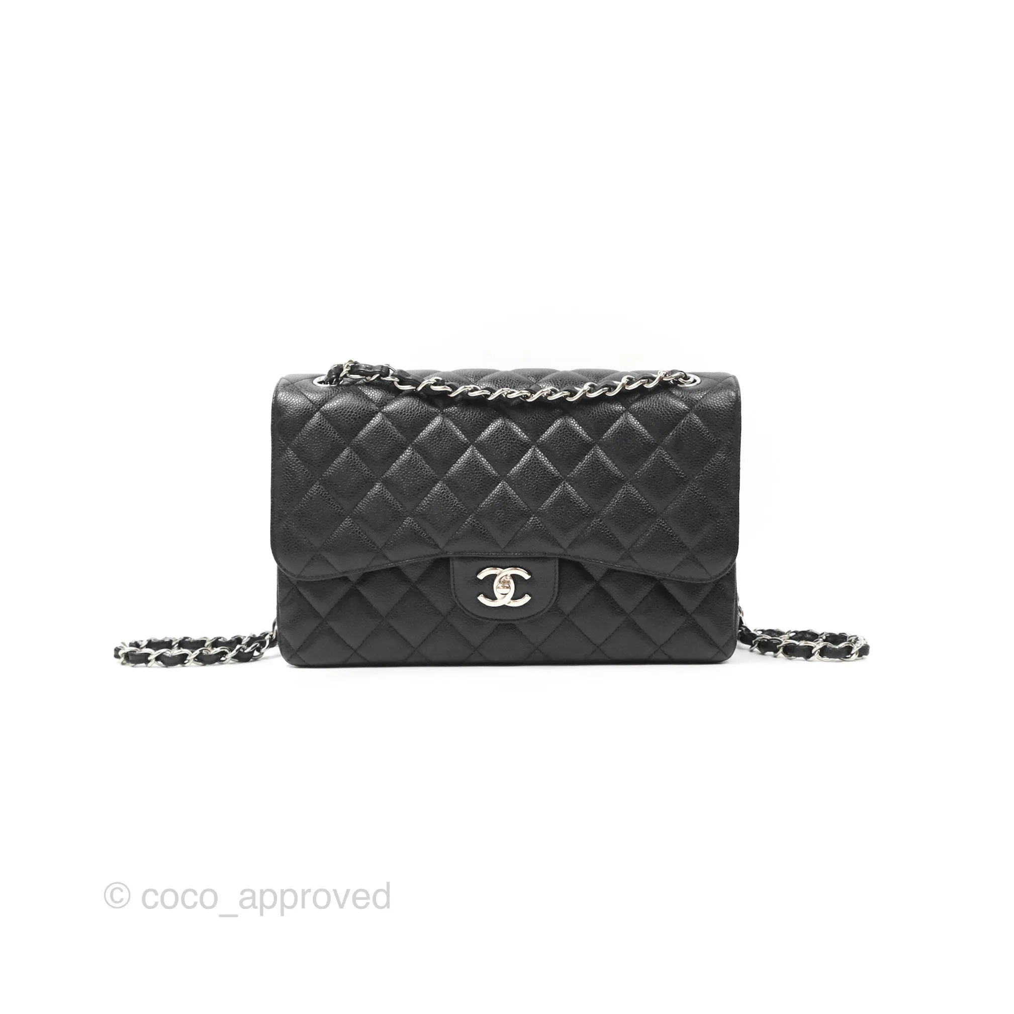 Chanel Jumbo Double Flap Black Caviar Silver Hardware⁣⁣