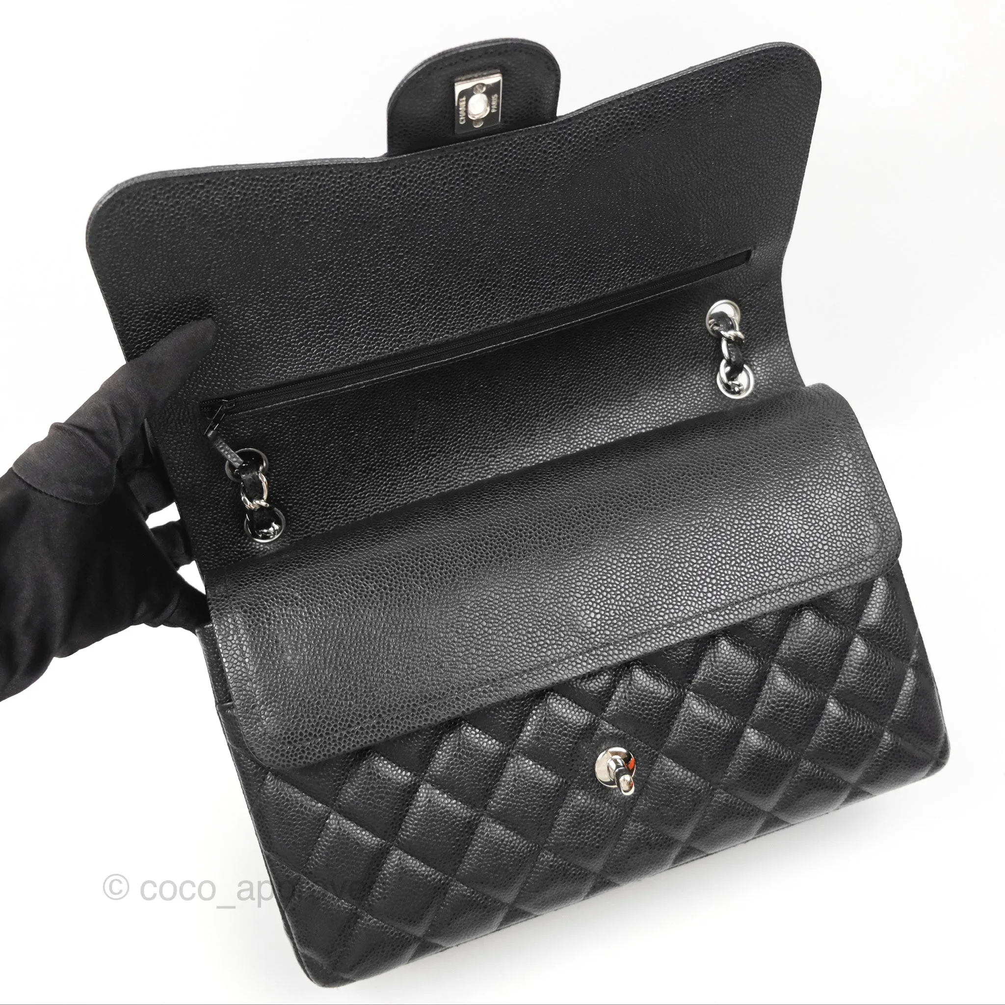 Chanel Jumbo Double Flap Black Caviar Silver Hardware⁣⁣