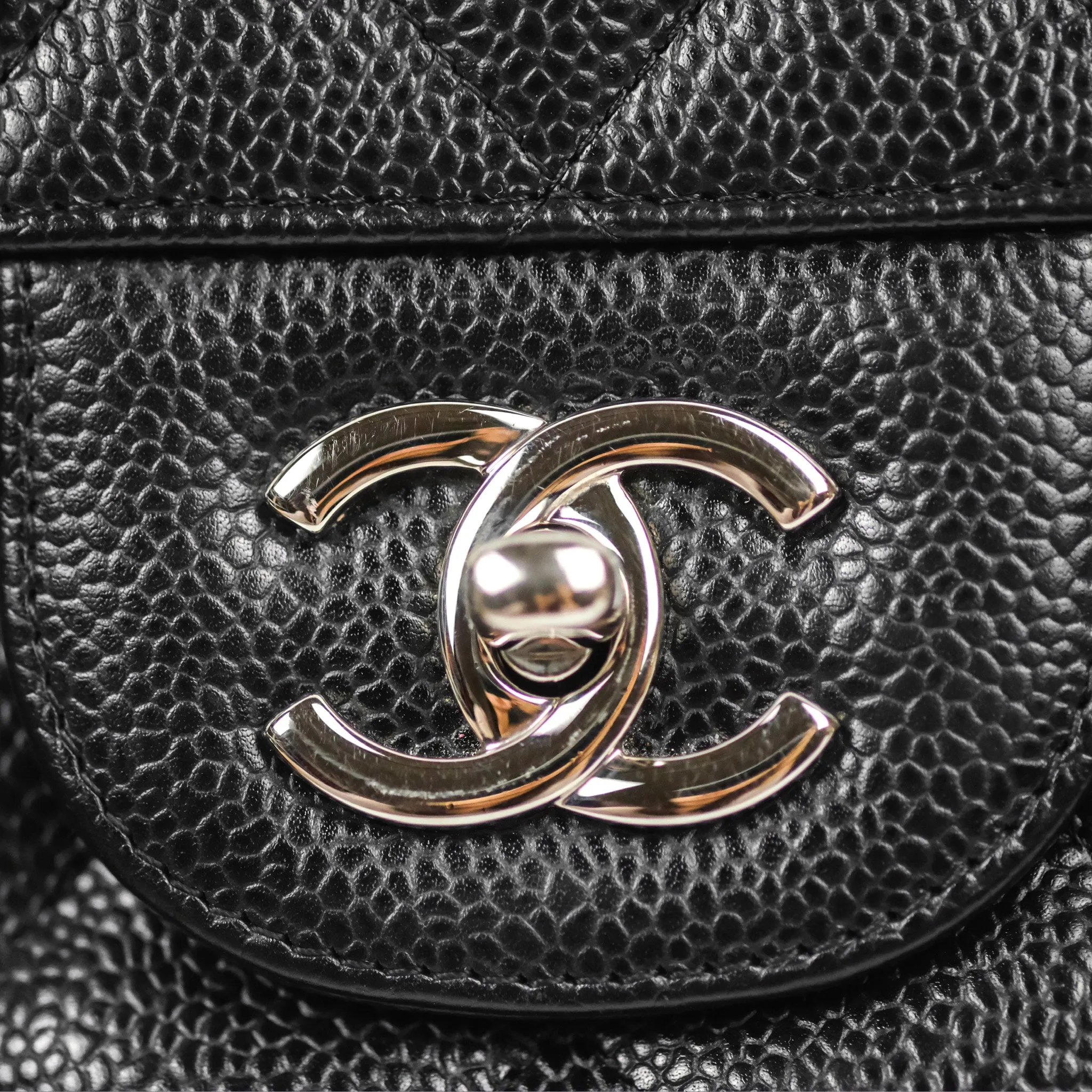 Chanel Jumbo Double Flap Black Caviar Silver Hardware⁣⁣