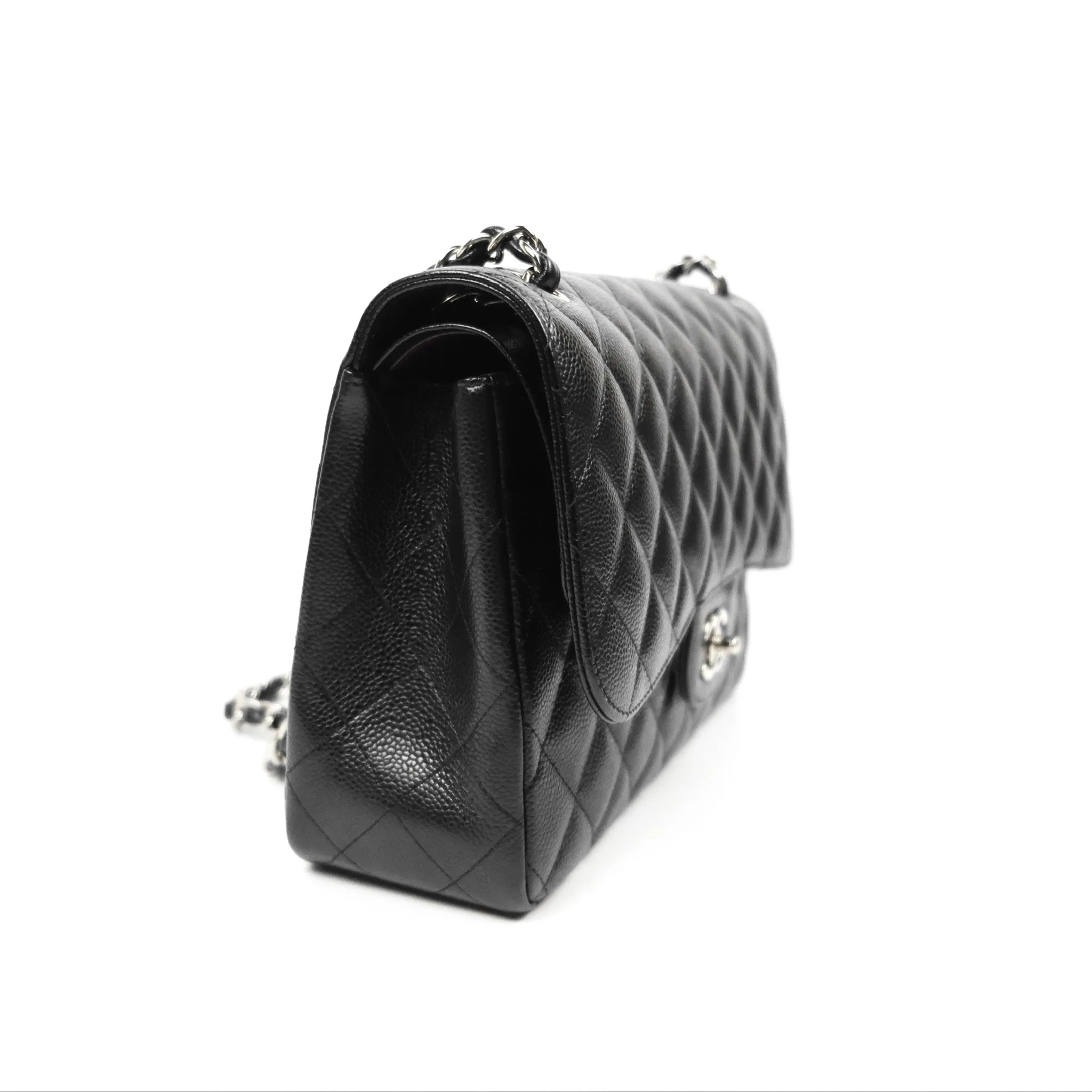 Chanel Jumbo Double Flap Black Caviar Silver Hardware⁣⁣