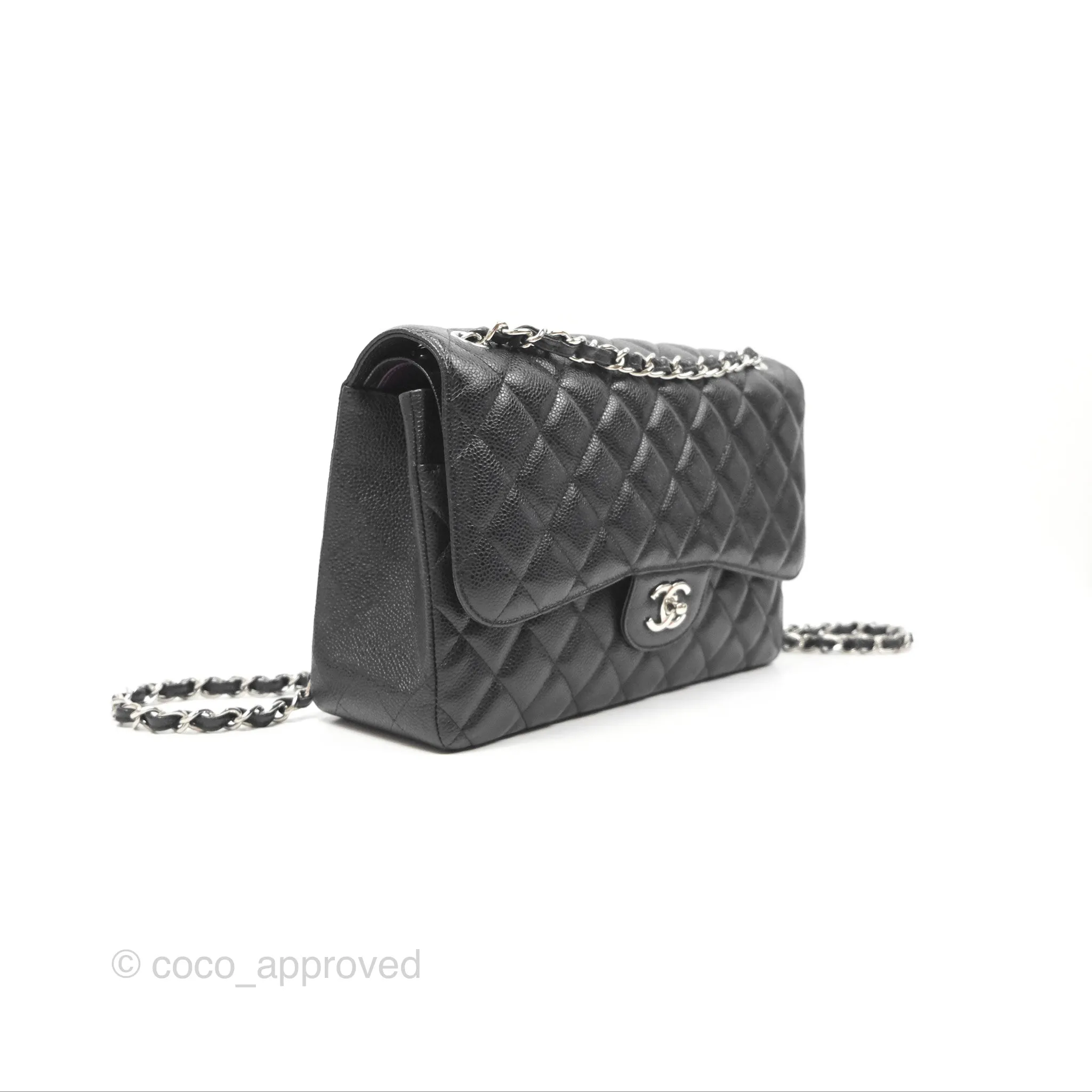 Chanel Jumbo Double Flap Black Caviar Silver Hardware⁣⁣
