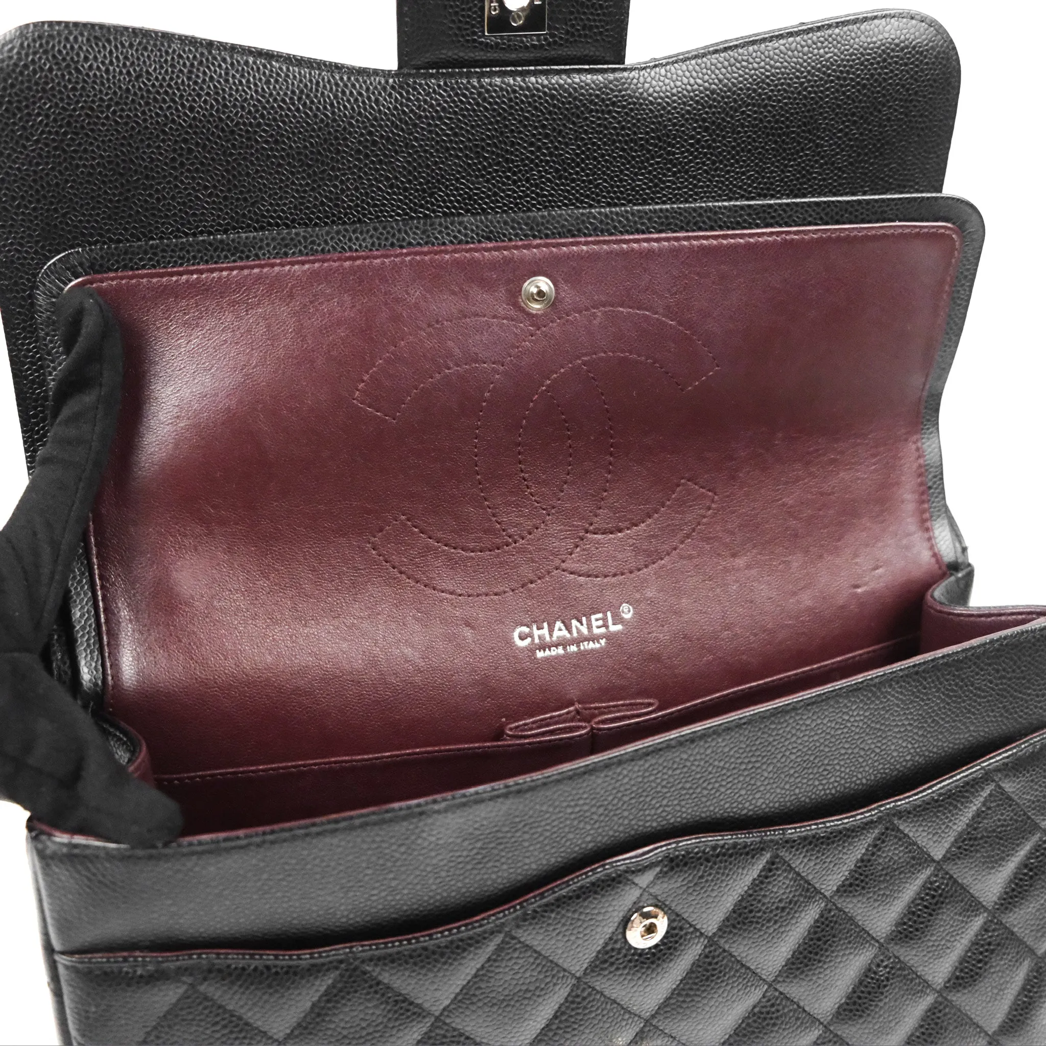Chanel Jumbo Double Flap Black Caviar Silver Hardware⁣⁣