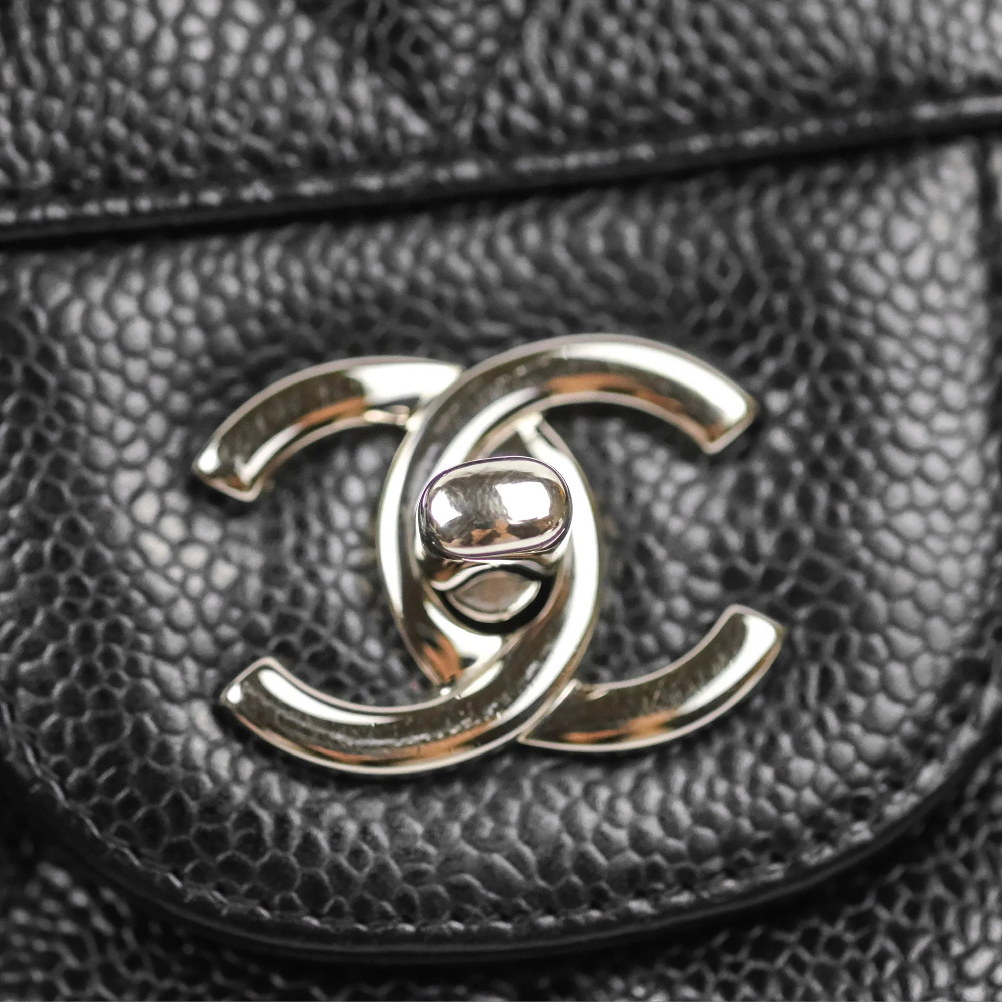 Chanel Jumbo Double Flap Black Caviar Silver Hardware⁣⁣