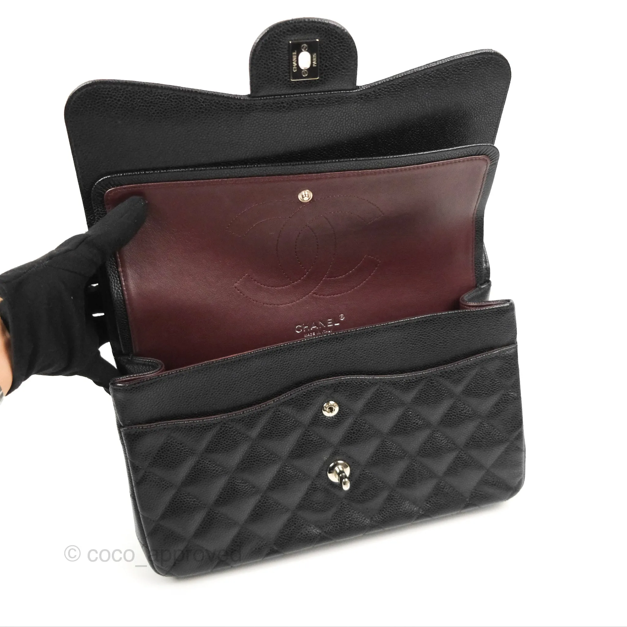 Chanel Jumbo Double Flap Black Caviar Silver Hardware⁣⁣