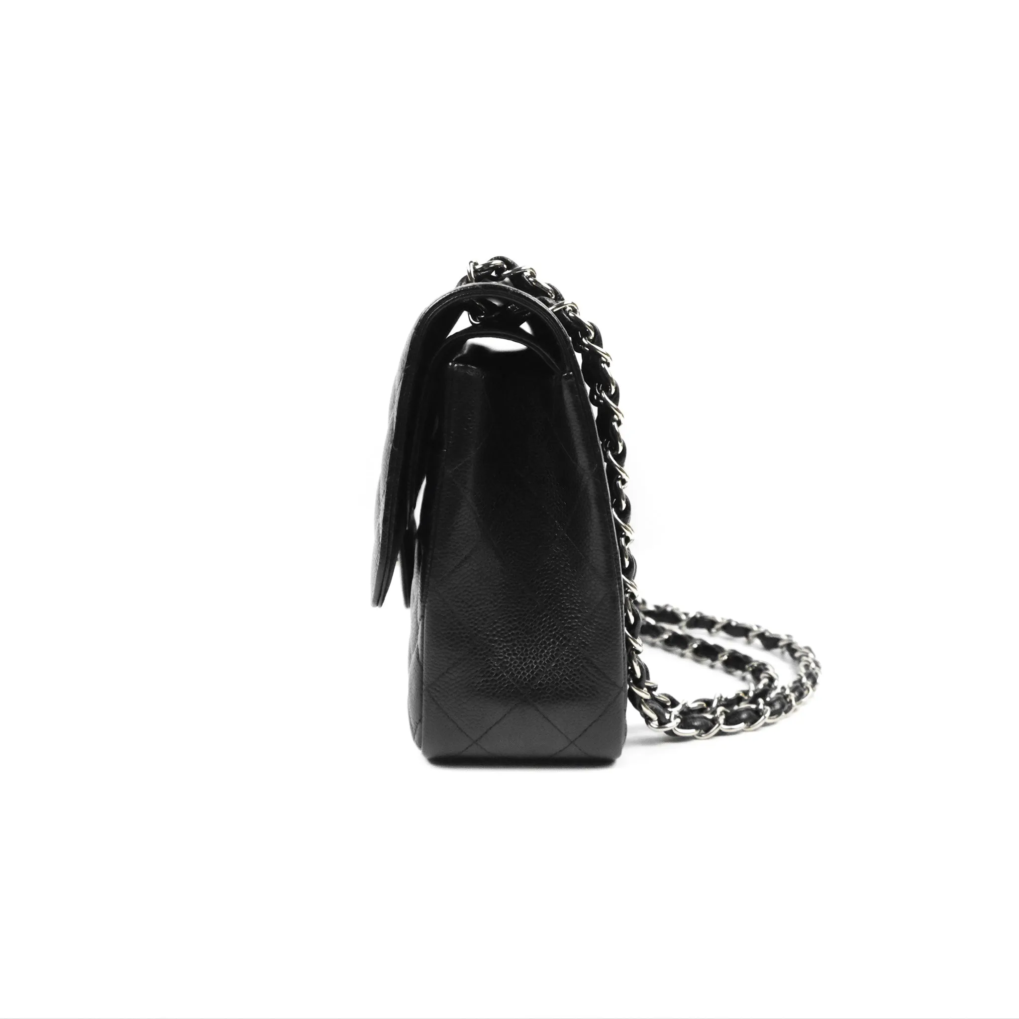 Chanel Jumbo Double Flap Black Caviar Silver Hardware⁣⁣