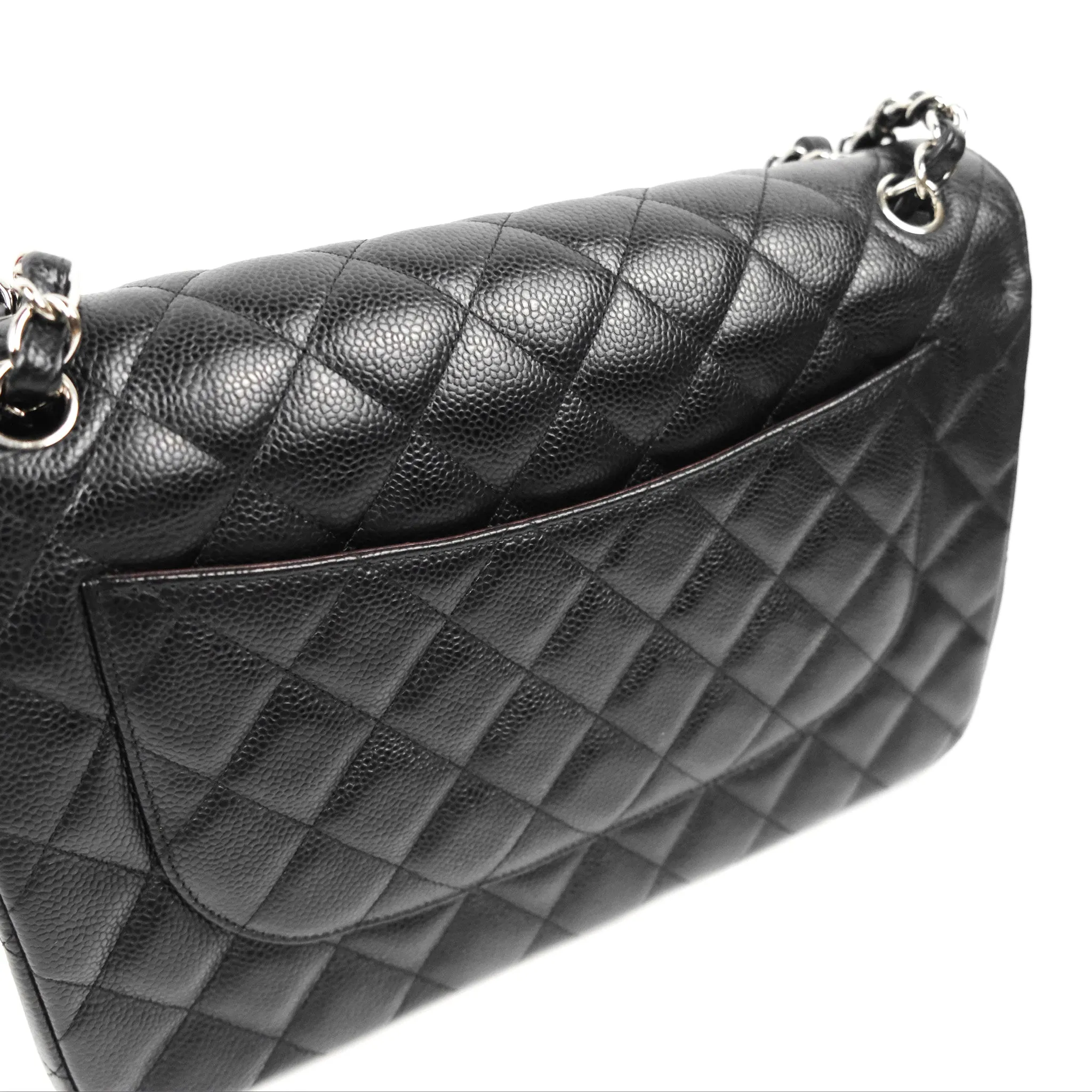 Chanel Jumbo Double Flap Black Caviar Silver Hardware⁣⁣