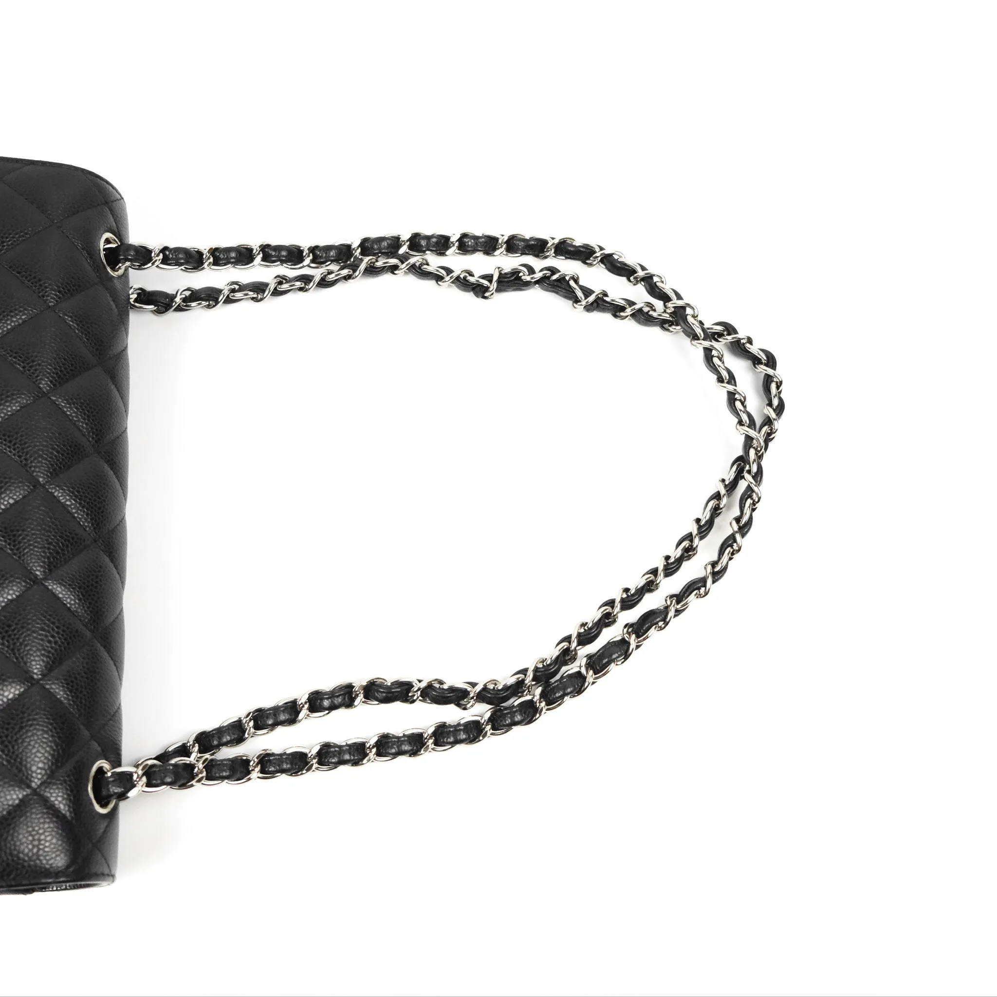Chanel Jumbo Double Flap Black Caviar Silver Hardware⁣⁣