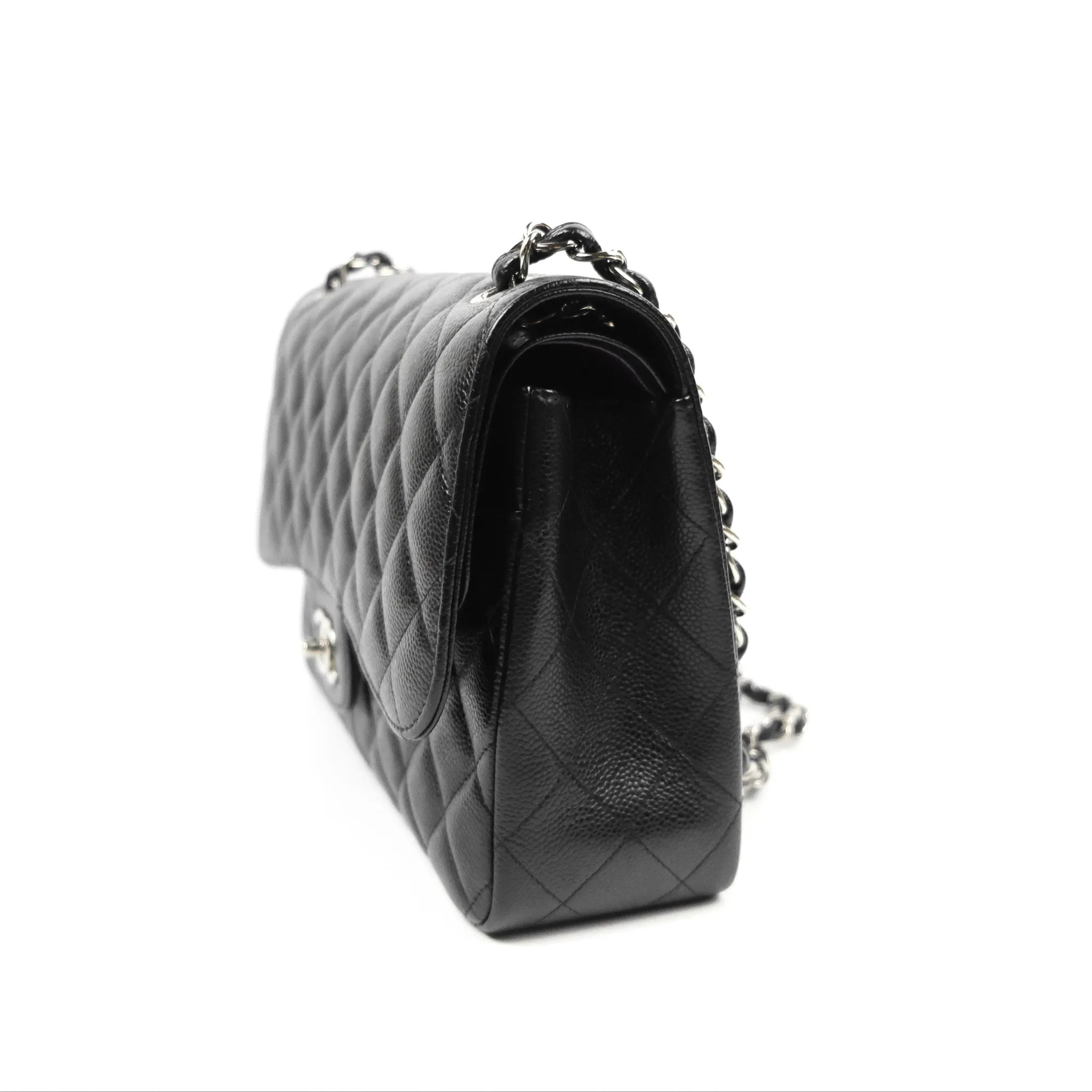 Chanel Jumbo Double Flap Black Caviar Silver Hardware⁣⁣