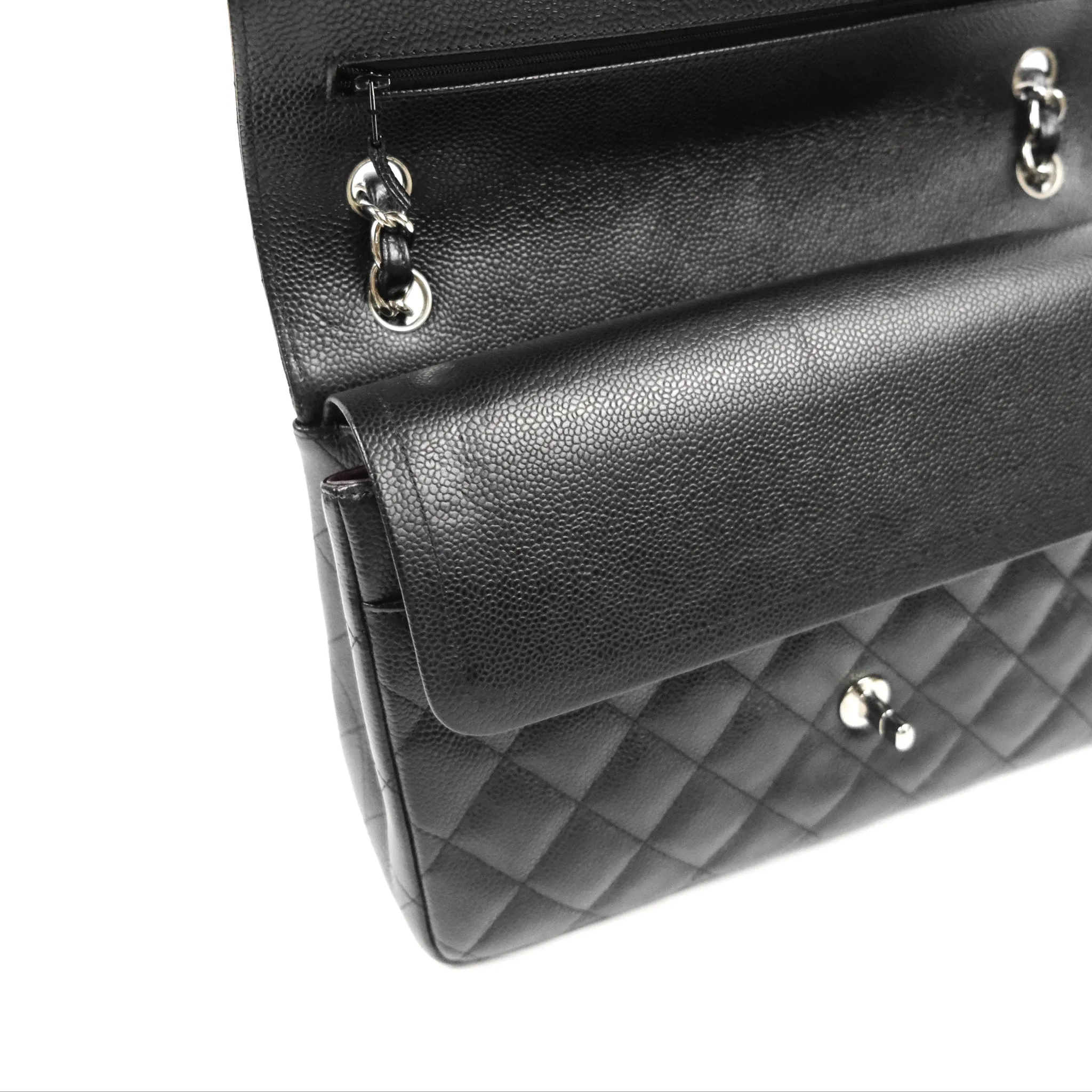 Chanel Jumbo Double Flap Black Caviar Silver Hardware⁣⁣