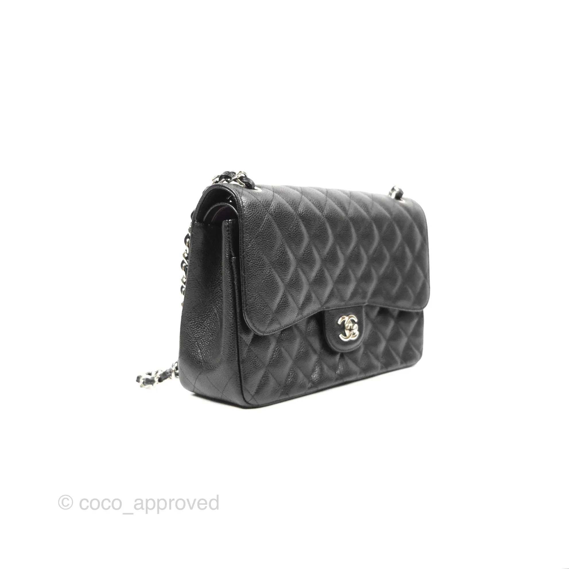 Chanel Jumbo Double Flap Black Caviar Silver Hardware⁣⁣