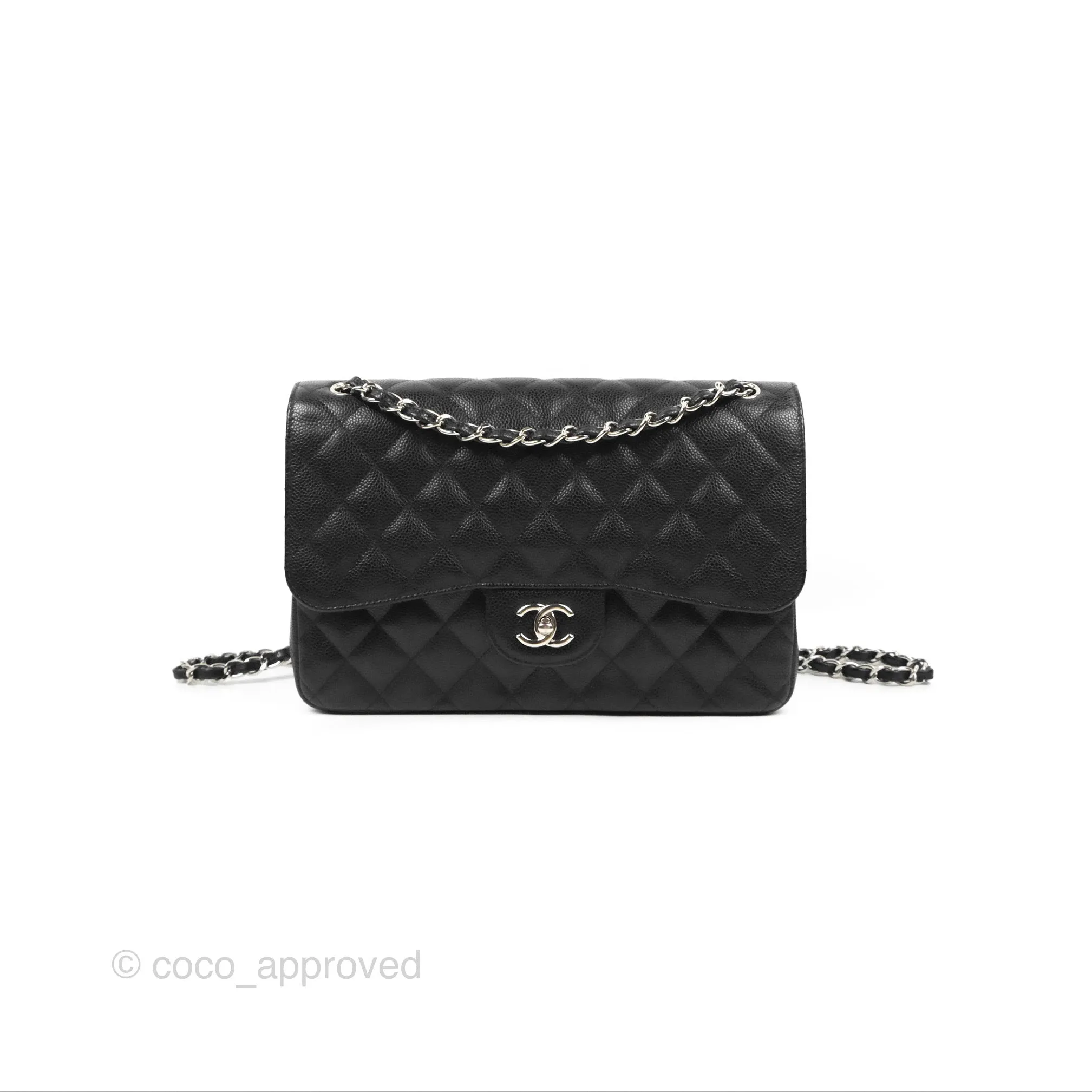 Chanel Jumbo Double Flap Black Caviar Silver Hardware⁣⁣