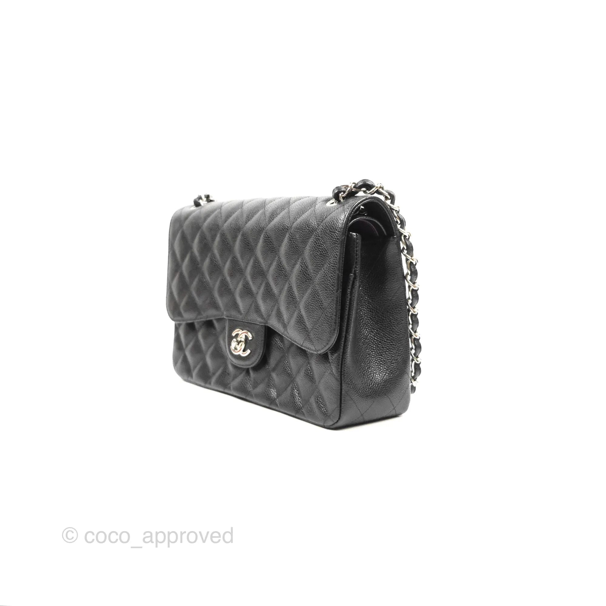 Chanel Jumbo Double Flap Black Caviar Silver Hardware⁣⁣