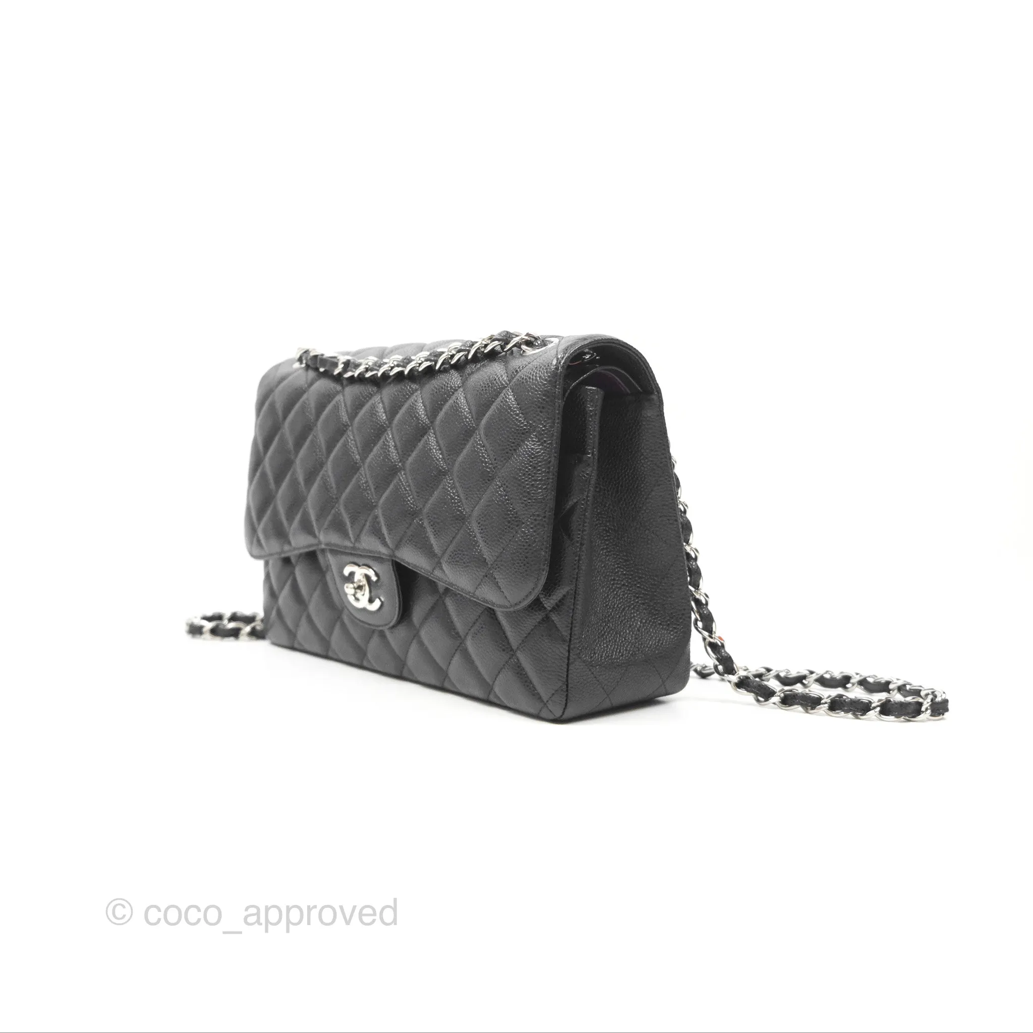 Chanel Jumbo Double Flap Black Caviar Silver Hardware⁣⁣
