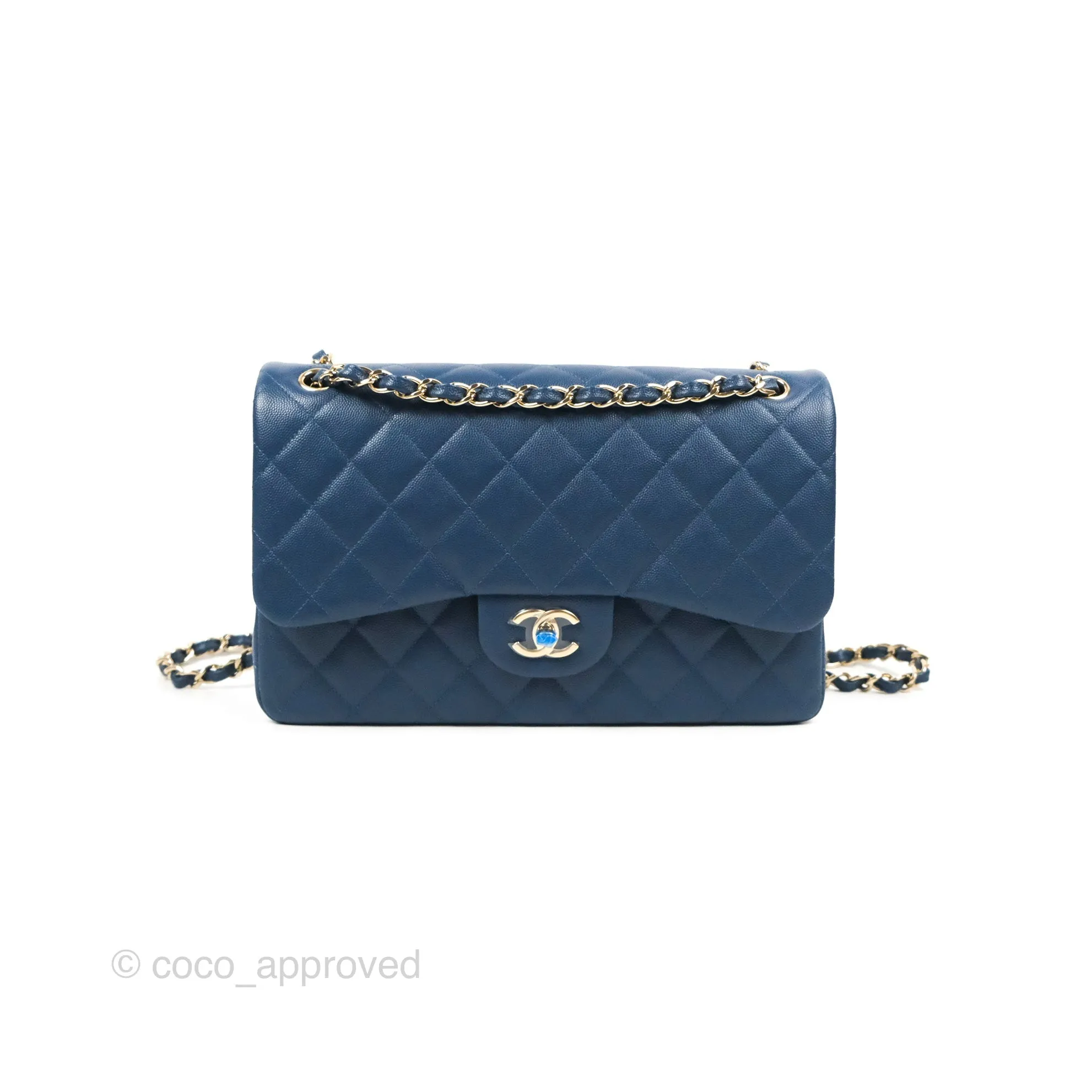 Chanel Jumbo Double Flap Dark Blue Caviar Gold Hardware⁣⁣