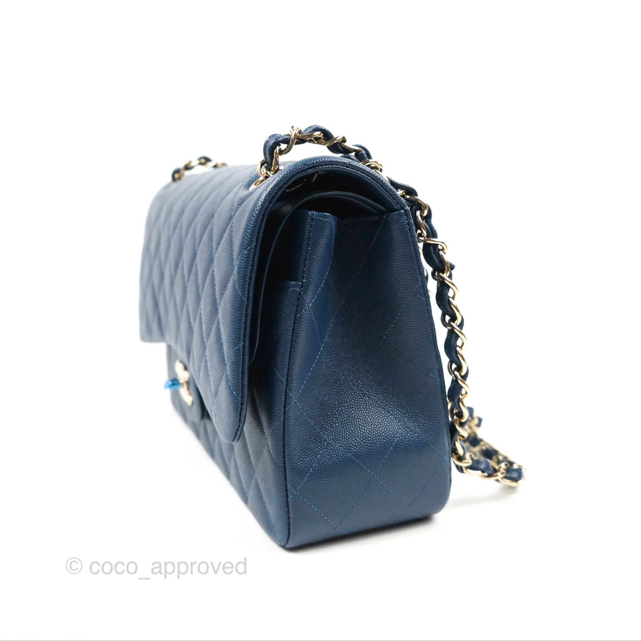 Chanel Jumbo Double Flap Dark Blue Caviar Gold Hardware⁣⁣