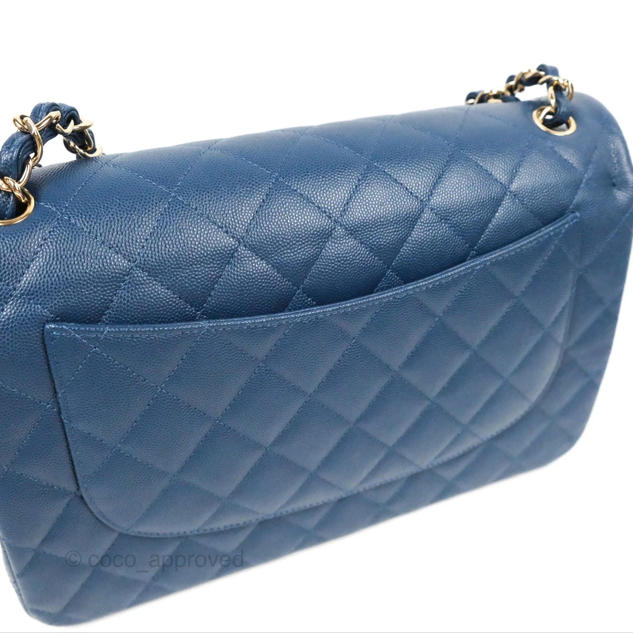 Chanel Jumbo Double Flap Dark Blue Caviar Gold Hardware⁣⁣