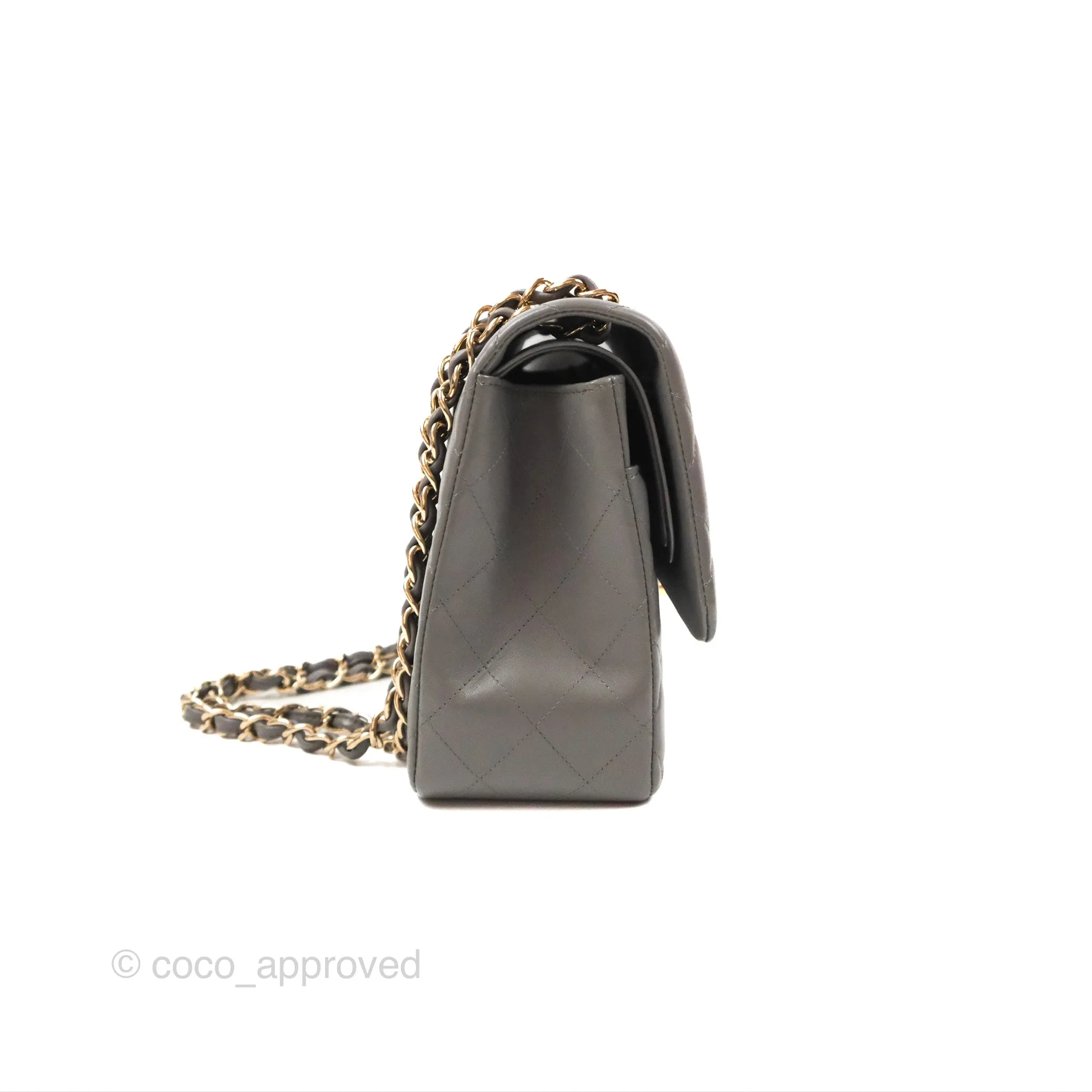 Chanel Jumbo Double Flap Dark Grey Lambskin Gold Hardware⁣⁣
