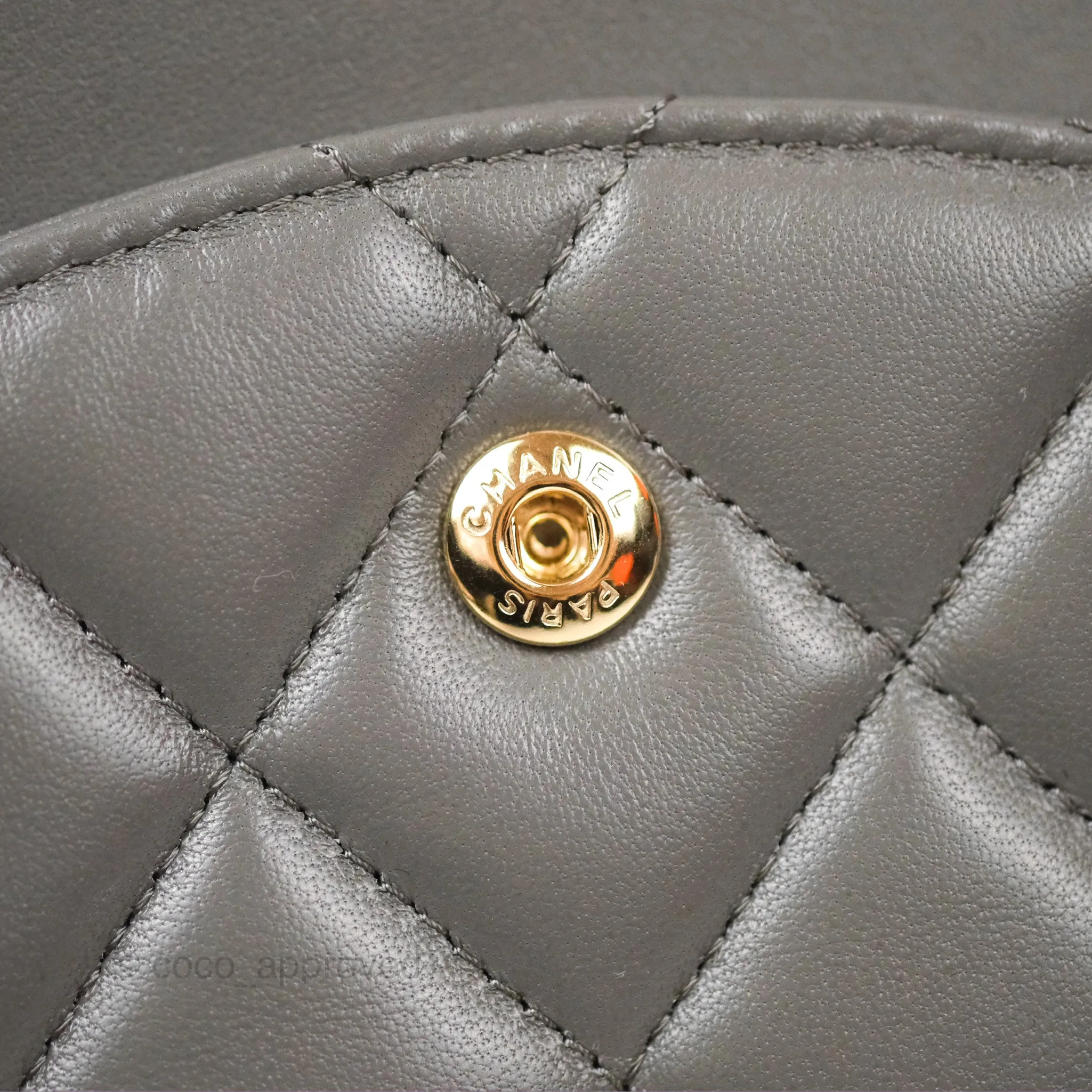Chanel Jumbo Double Flap Dark Grey Lambskin Gold Hardware⁣⁣