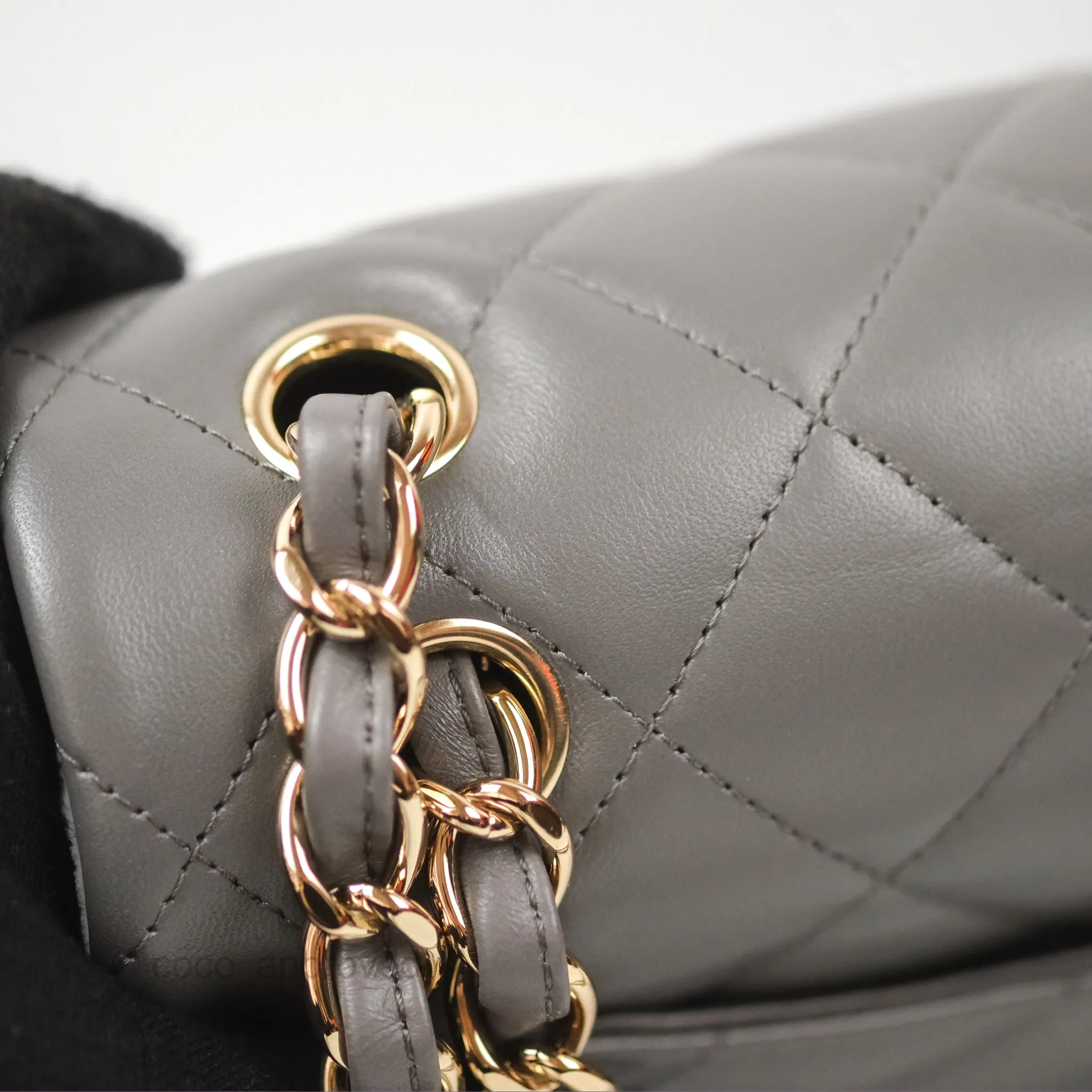 Chanel Jumbo Double Flap Dark Grey Lambskin Gold Hardware⁣⁣