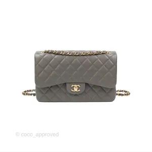 Chanel Jumbo Double Flap Dark Grey Lambskin Gold Hardware⁣⁣
