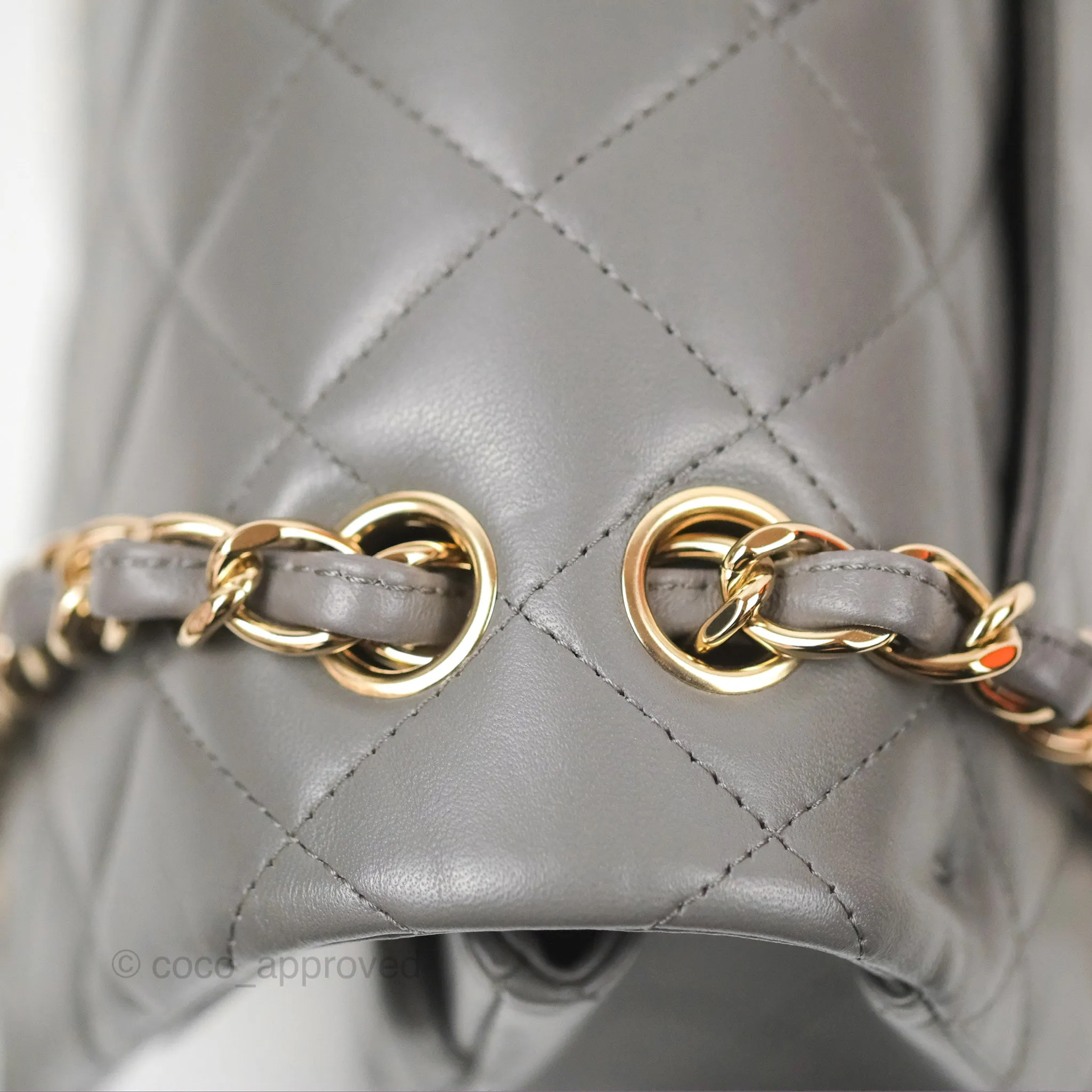 Chanel Jumbo Double Flap Dark Grey Lambskin Gold Hardware⁣⁣