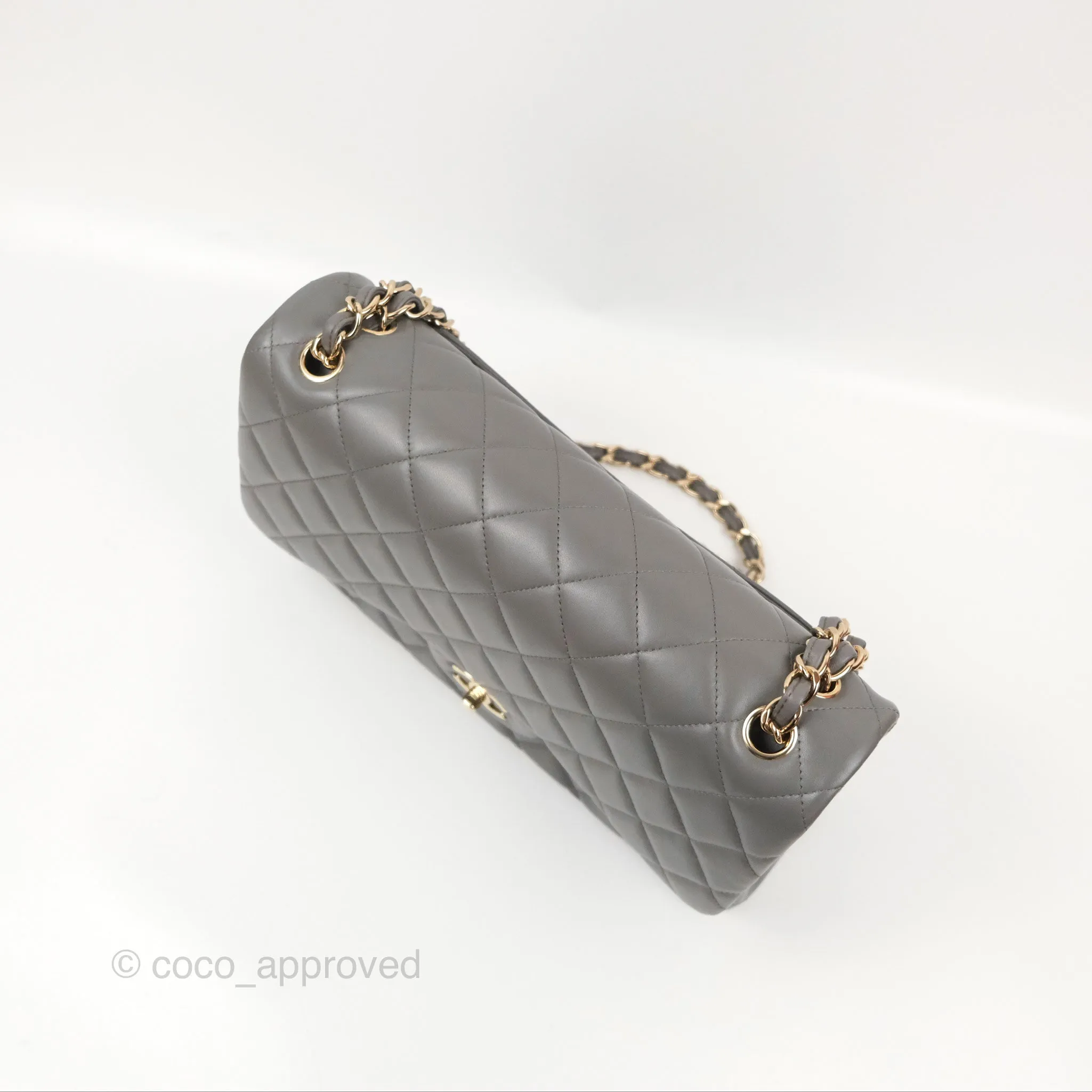 Chanel Jumbo Double Flap Dark Grey Lambskin Gold Hardware⁣⁣