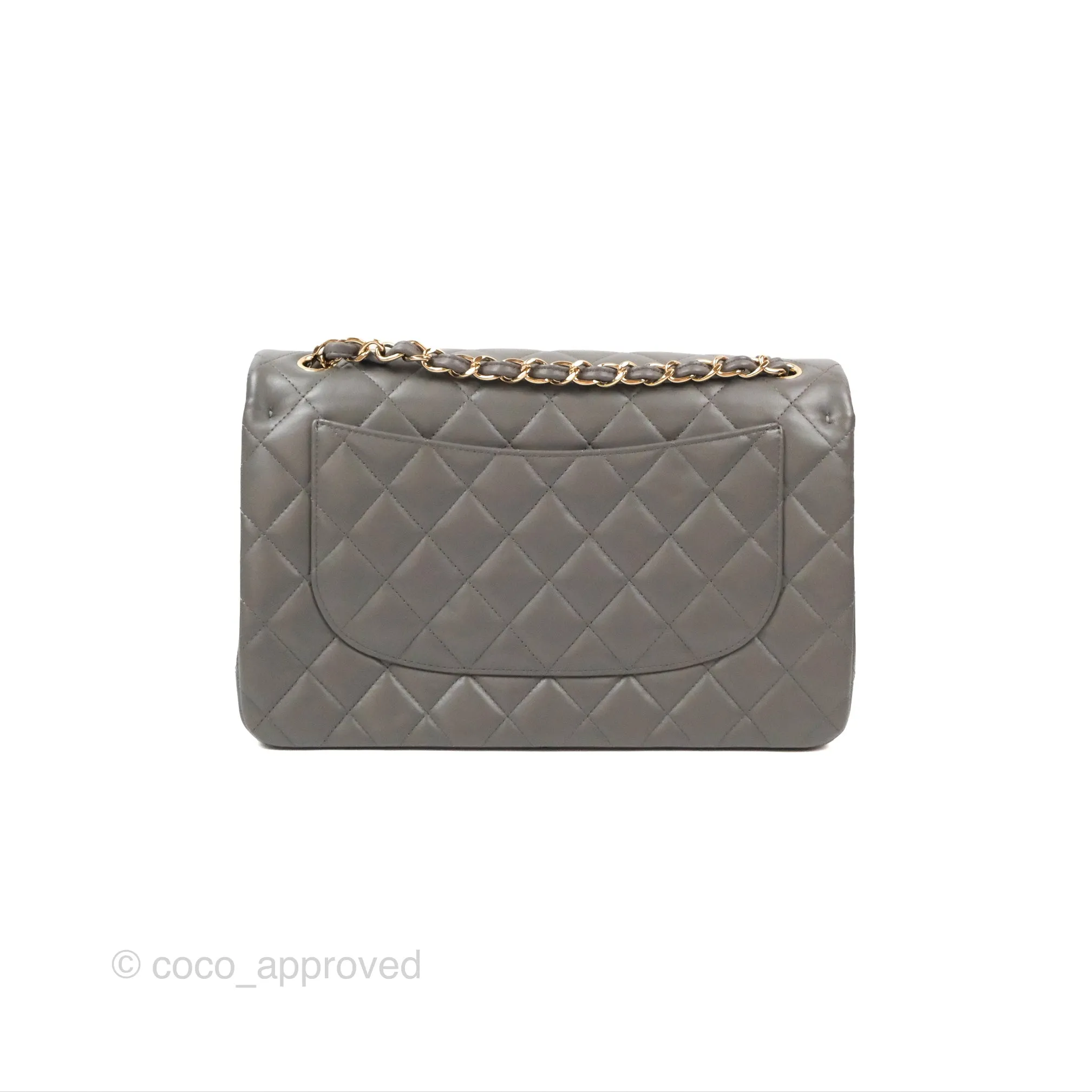 Chanel Jumbo Double Flap Dark Grey Lambskin Gold Hardware⁣⁣
