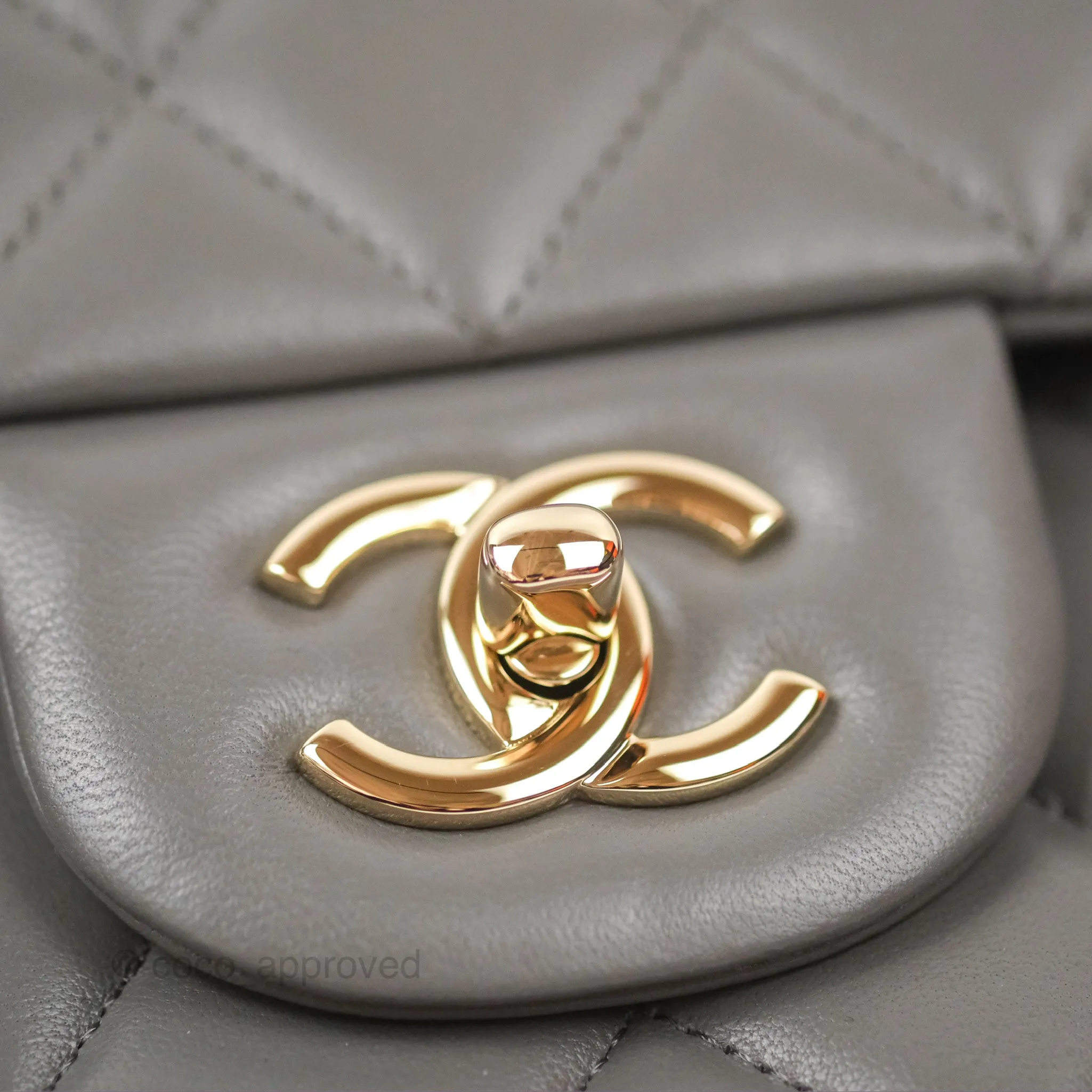 Chanel Jumbo Double Flap Dark Grey Lambskin Gold Hardware⁣⁣