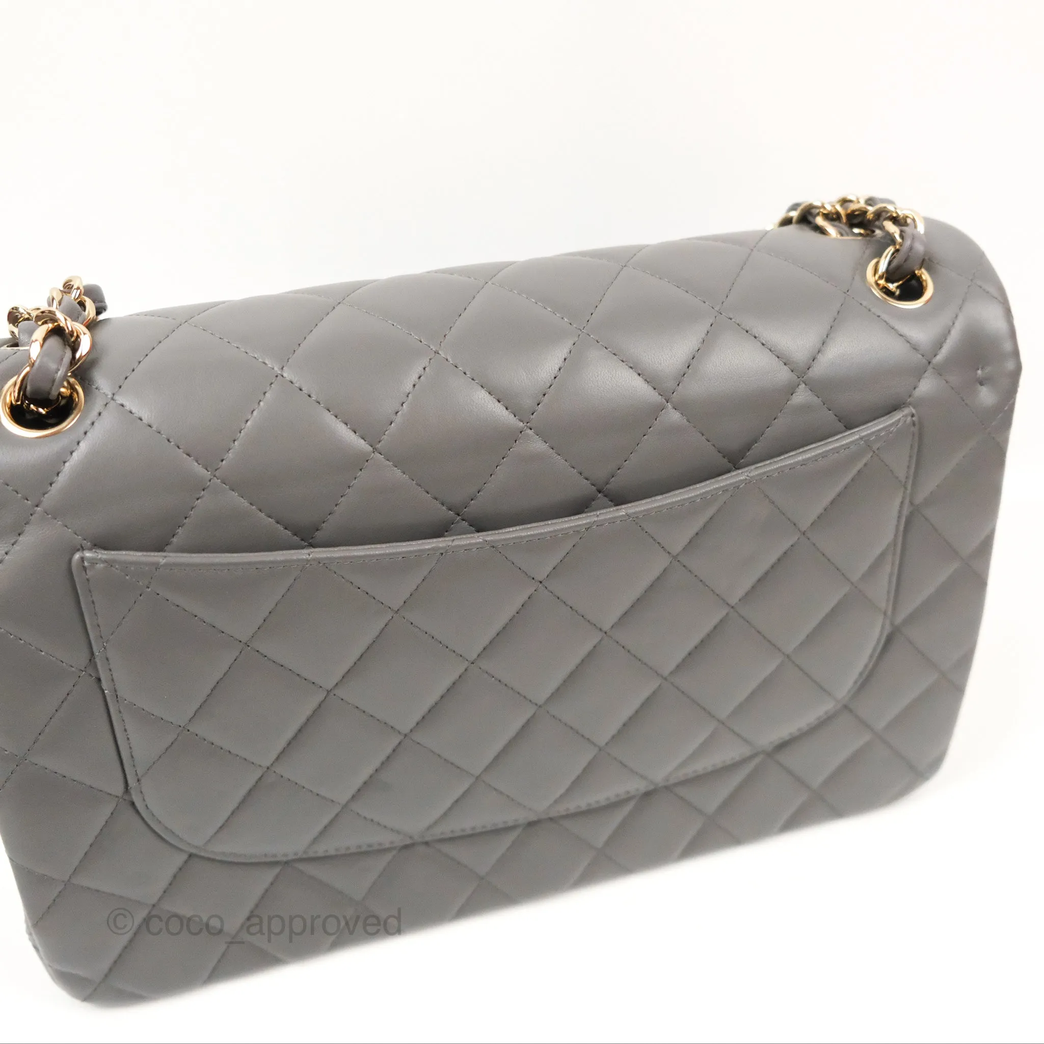Chanel Jumbo Double Flap Dark Grey Lambskin Gold Hardware⁣⁣