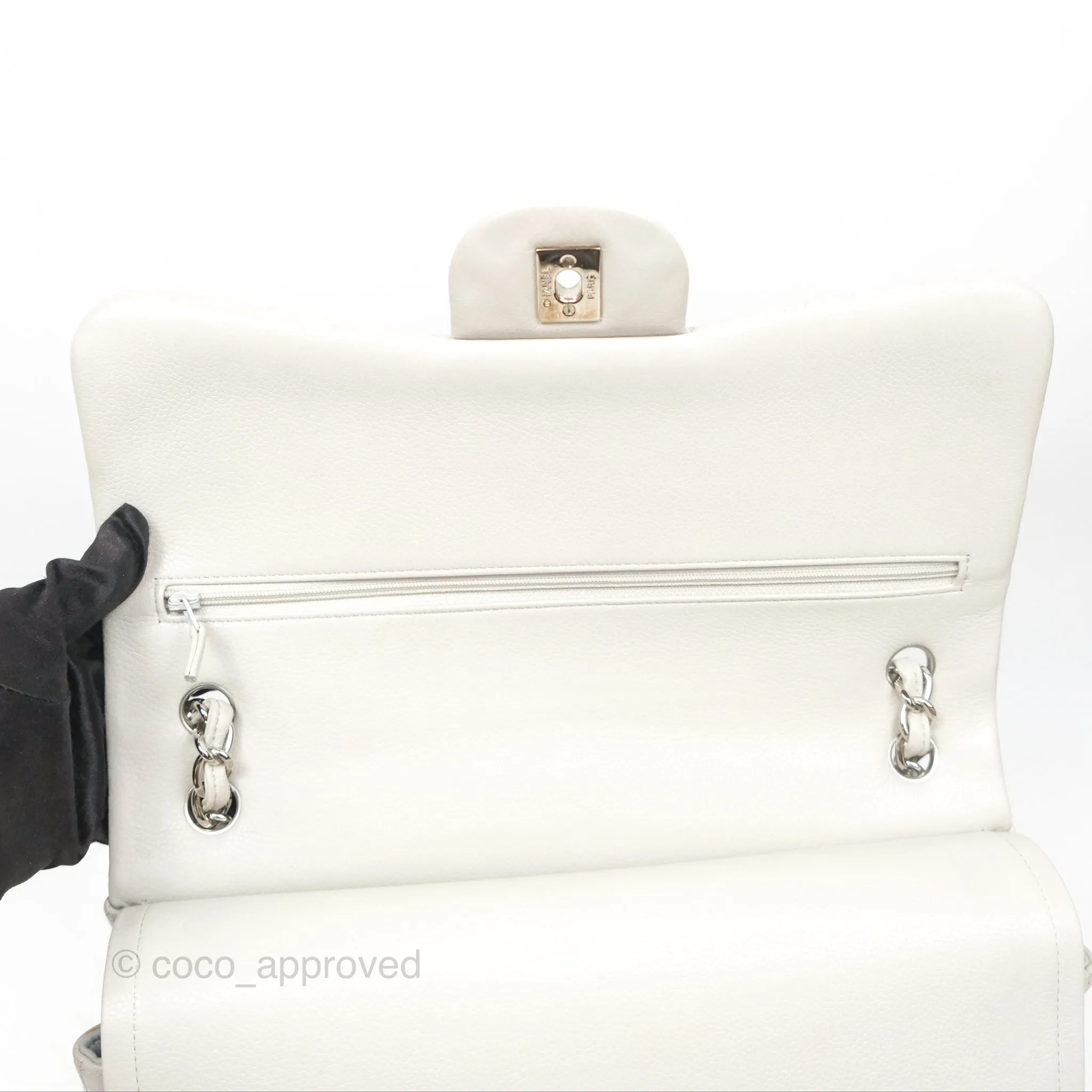 Chanel Jumbo Double Flap Light Grey Caviar Silver Hardware⁣⁣