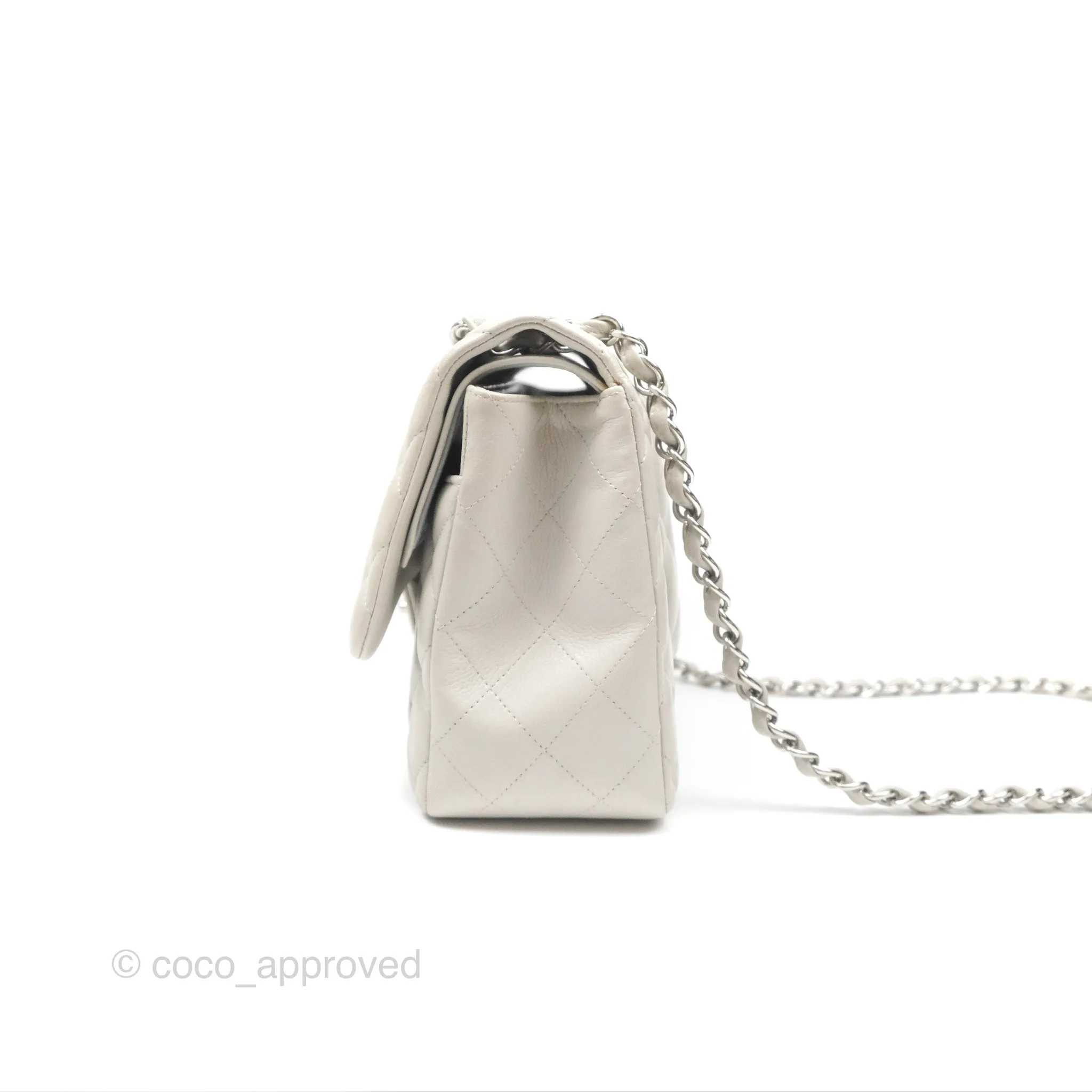 Chanel Jumbo Double Flap Light Grey Caviar Silver Hardware⁣⁣