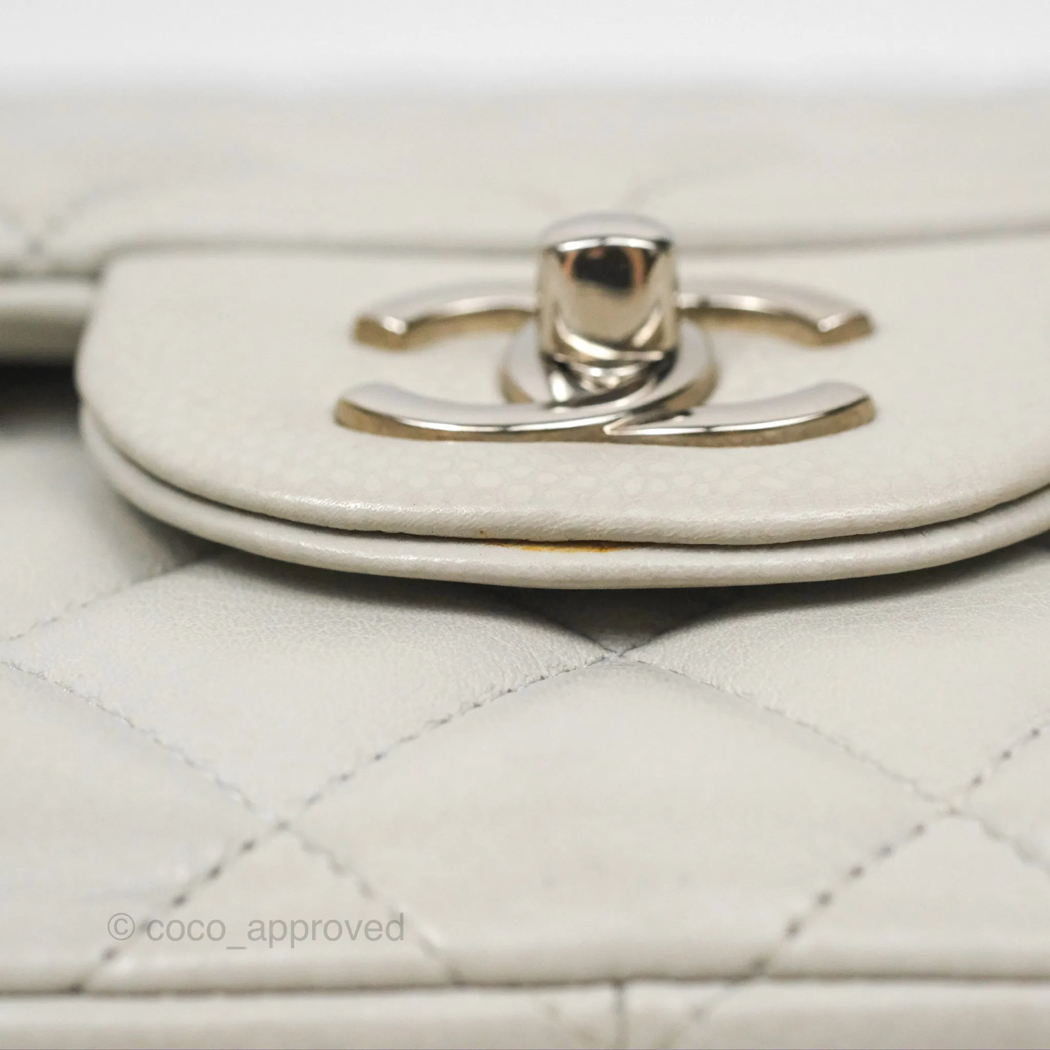 Chanel Jumbo Double Flap Light Grey Caviar Silver Hardware⁣⁣