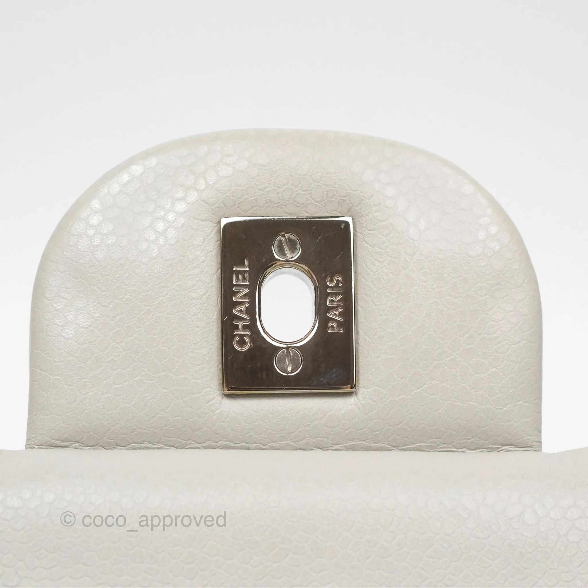 Chanel Jumbo Double Flap Light Grey Caviar Silver Hardware⁣⁣