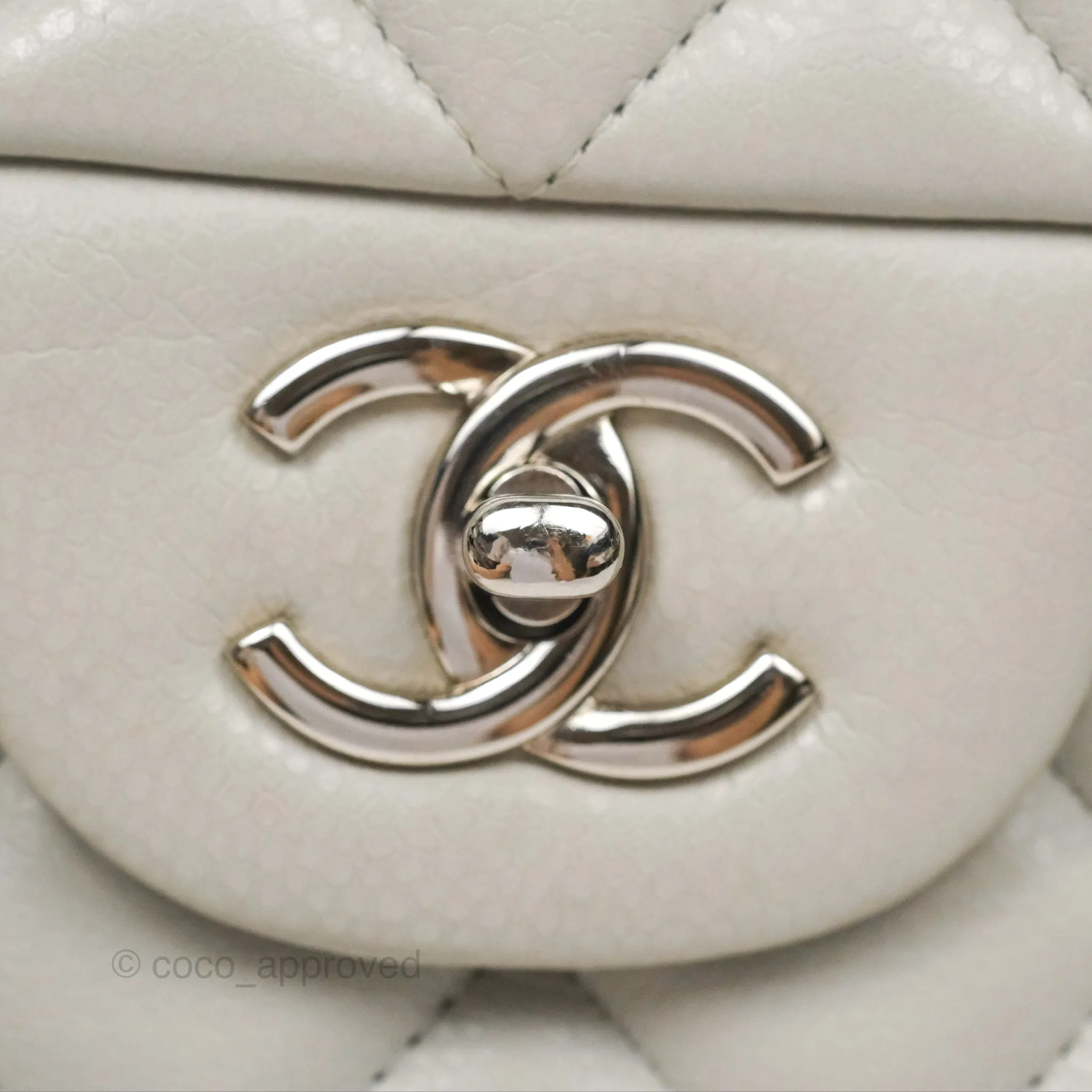 Chanel Jumbo Double Flap Light Grey Caviar Silver Hardware⁣⁣