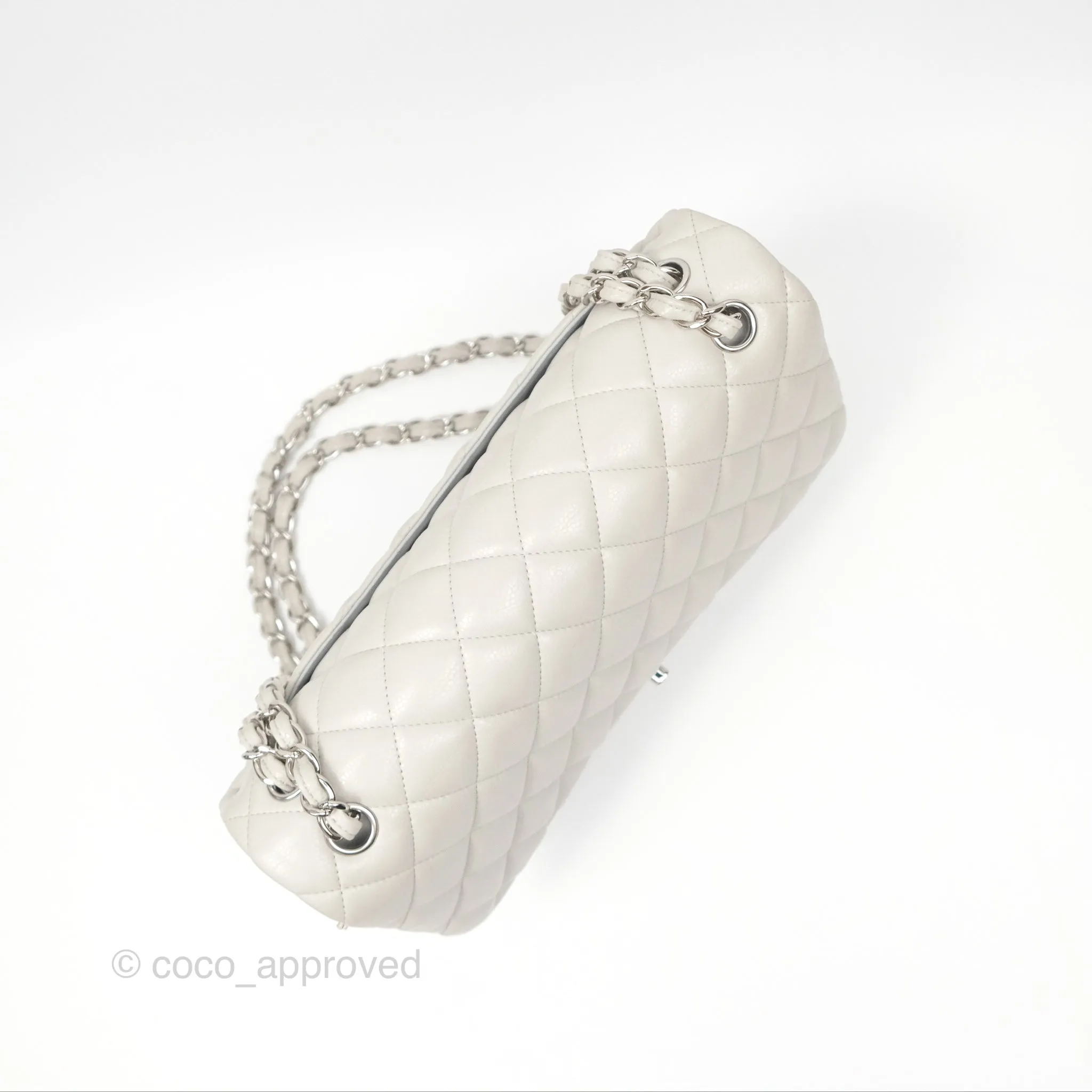 Chanel Jumbo Double Flap Light Grey Caviar Silver Hardware⁣⁣