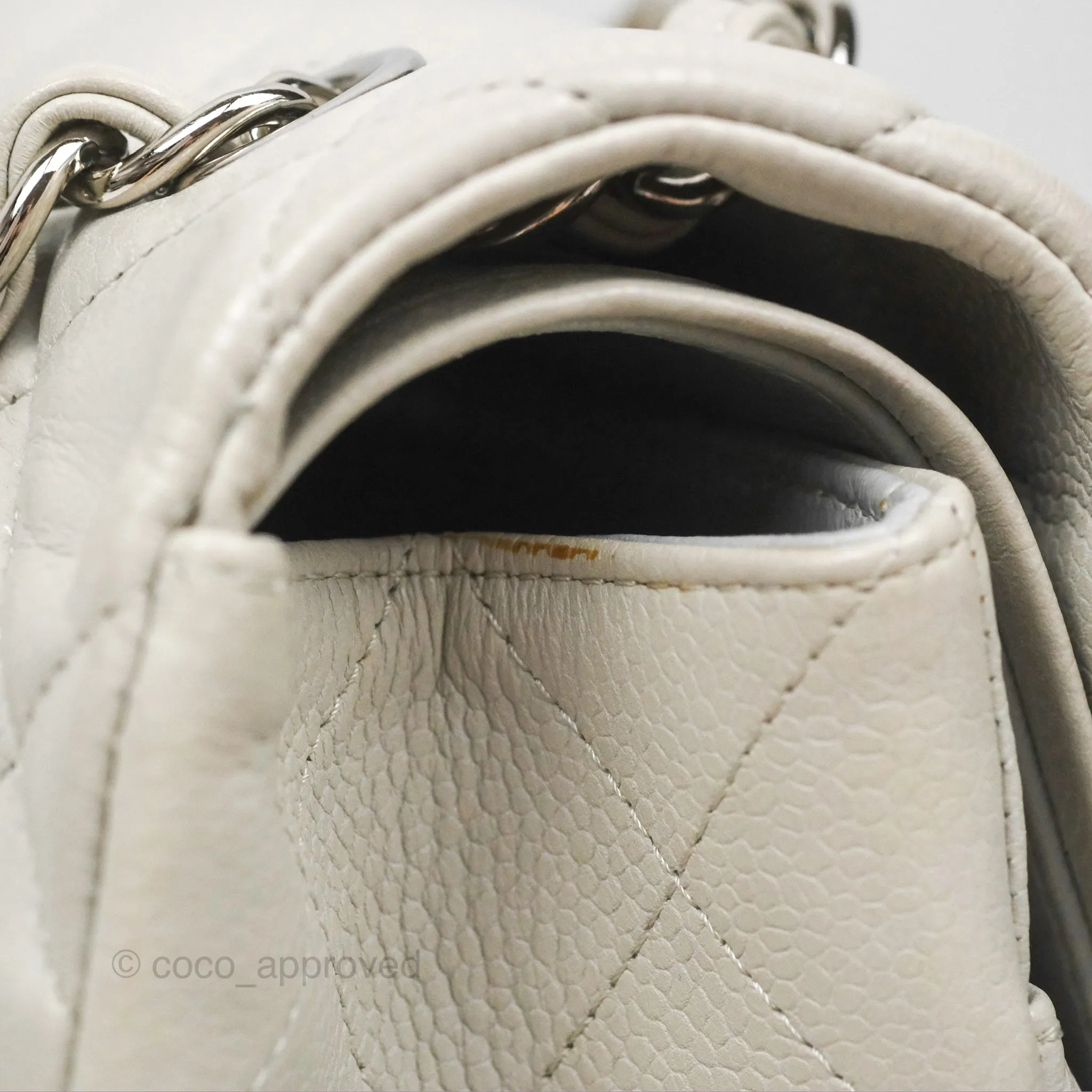 Chanel Jumbo Double Flap Light Grey Caviar Silver Hardware⁣⁣