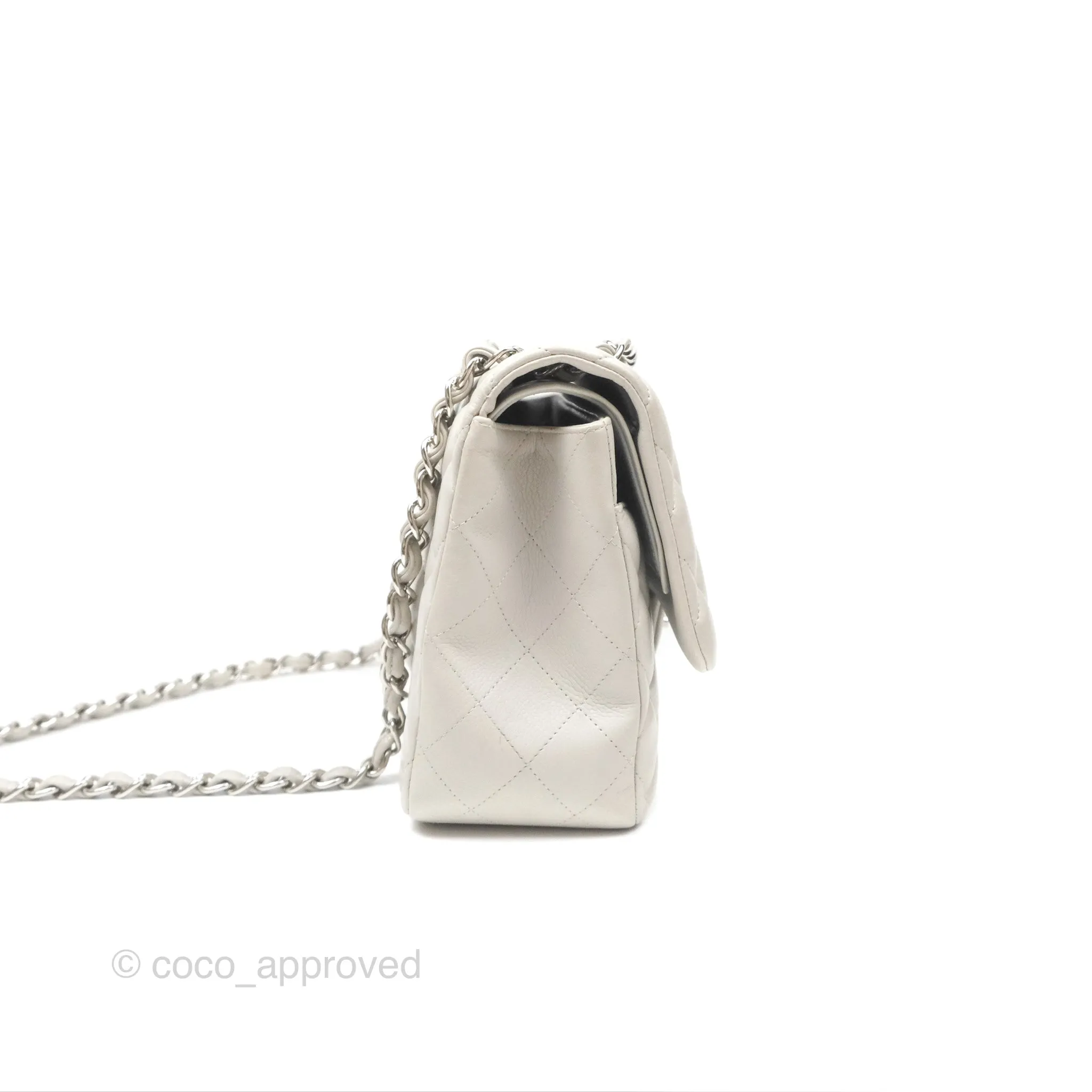 Chanel Jumbo Double Flap Light Grey Caviar Silver Hardware⁣⁣