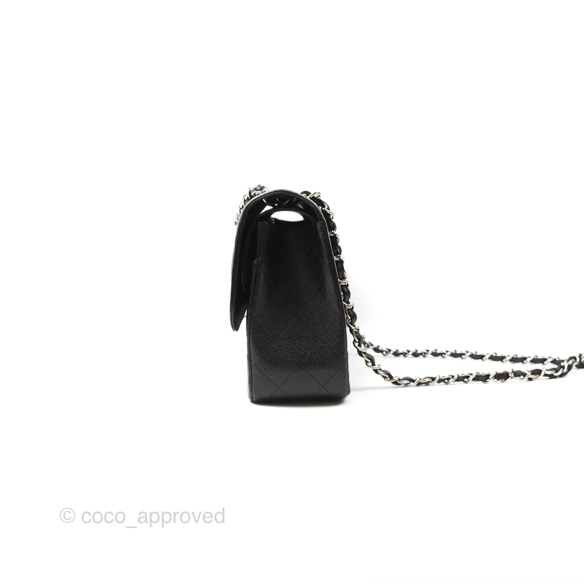 Chanel Jumbo Double Flap Quilted Black Caviar Silver Hardware
