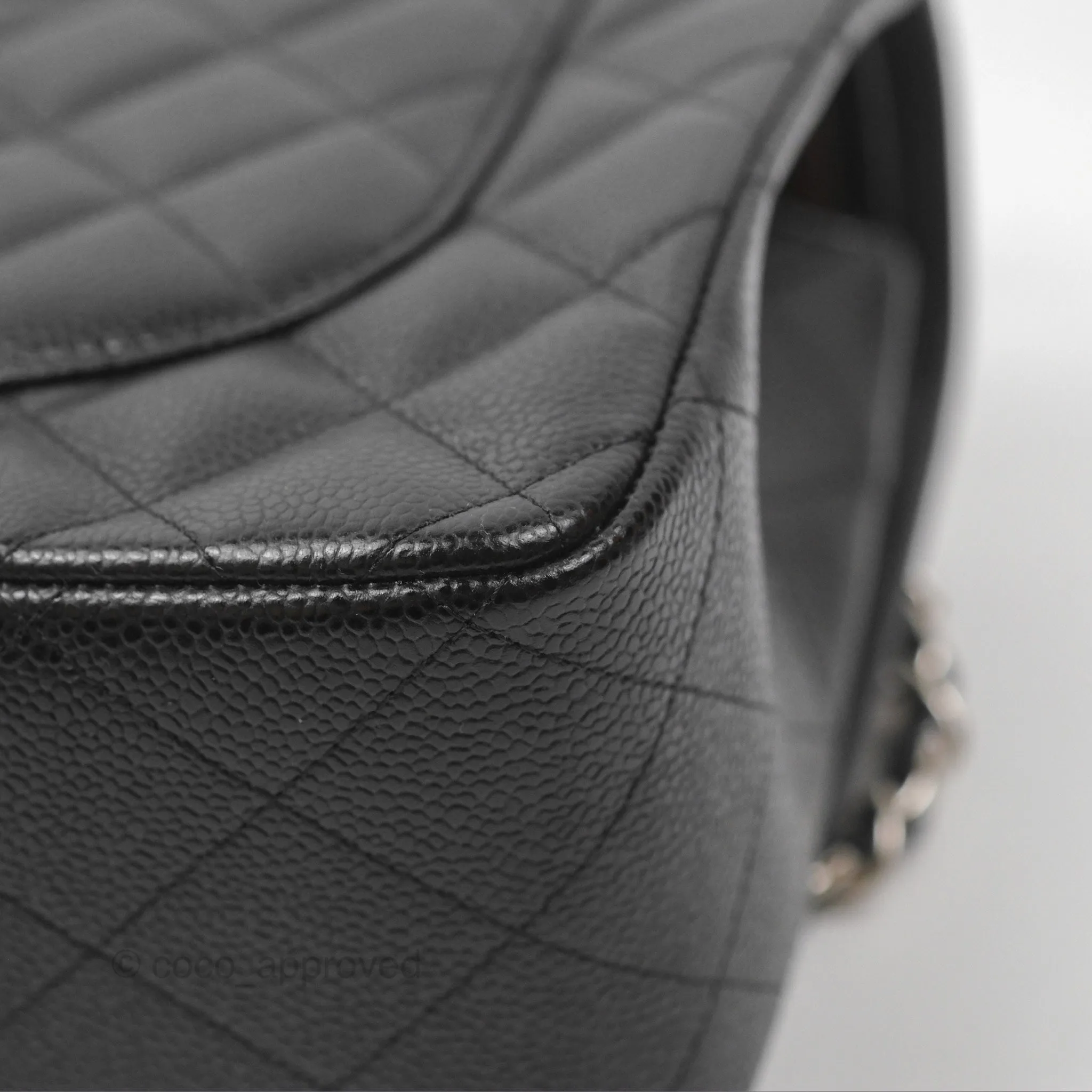 Chanel Jumbo Double Flap Quilted Black Caviar Silver Hardware