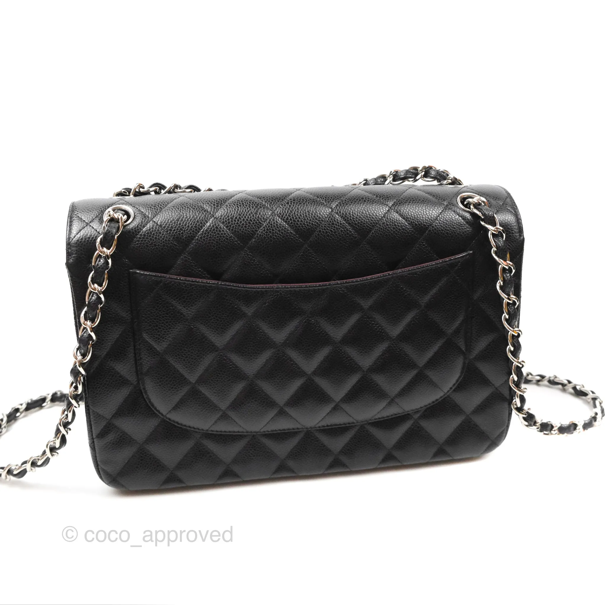 Chanel Jumbo Double Flap Quilted Black Caviar Silver Hardware