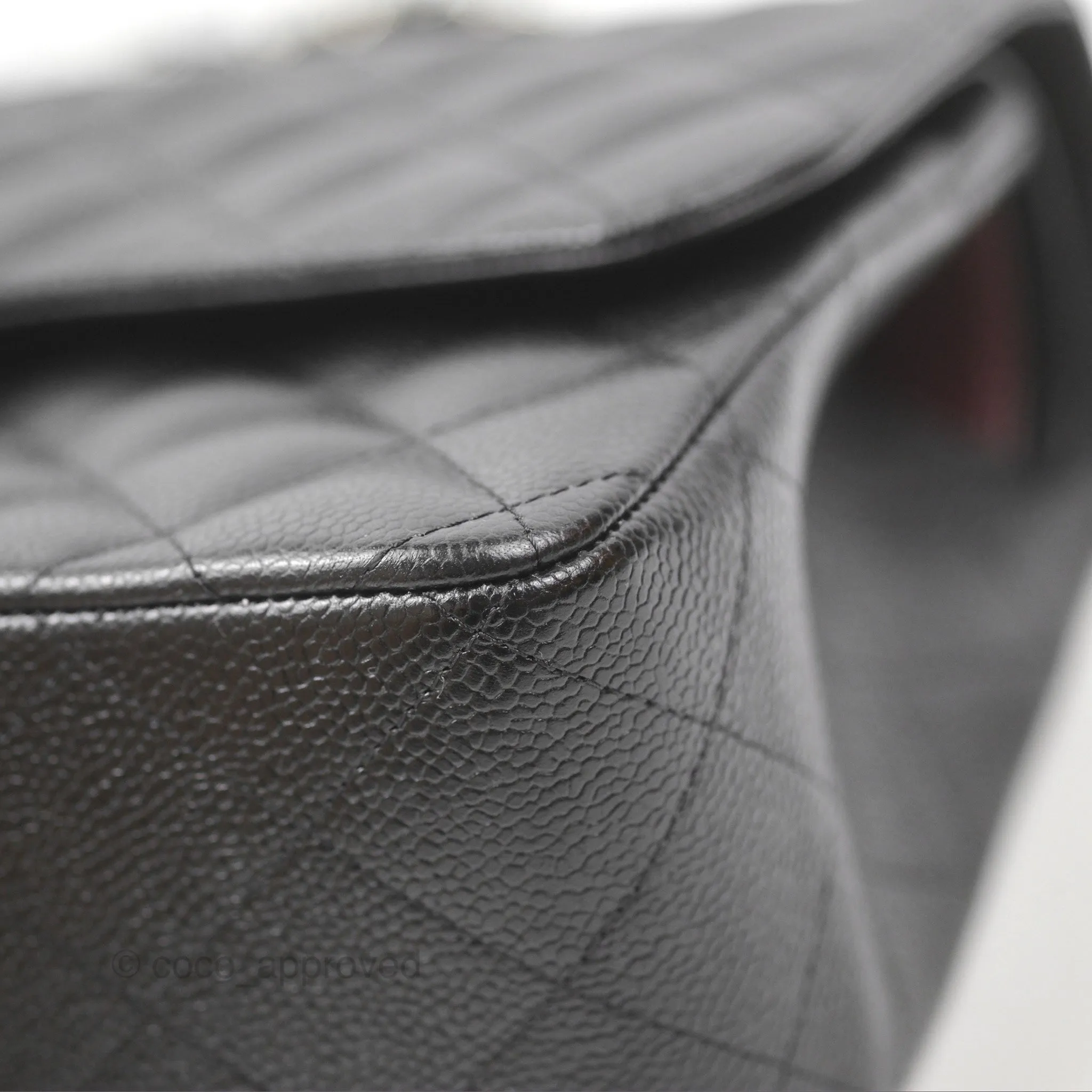 Chanel Jumbo Double Flap Quilted Black Caviar Silver Hardware