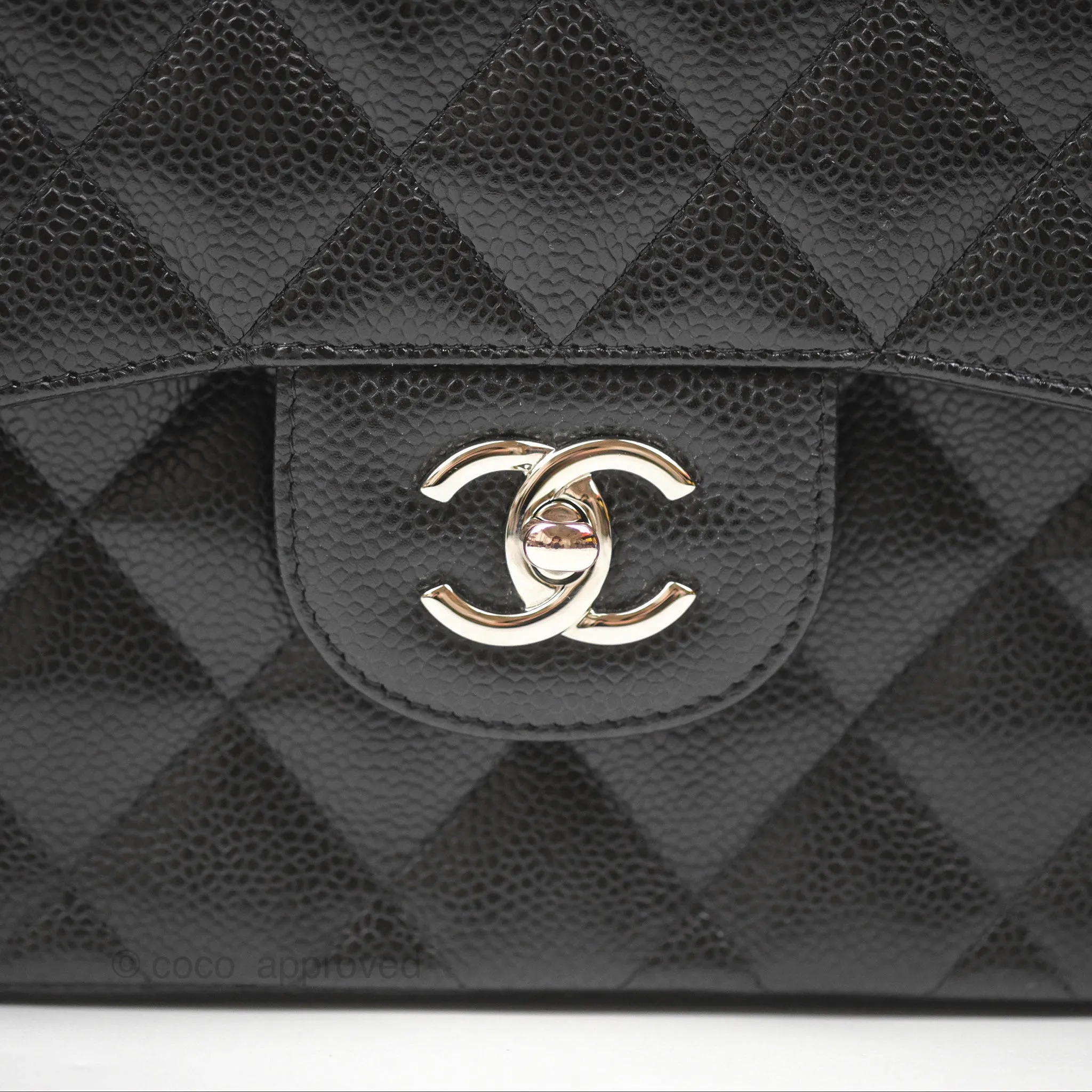 Chanel Jumbo Double Flap Quilted Black Caviar Silver Hardware