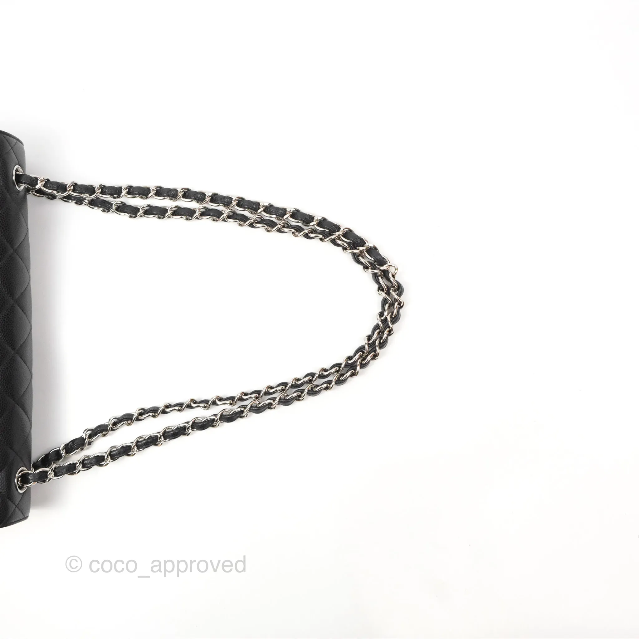 Chanel Jumbo Double Flap Quilted Black Caviar Silver Hardware