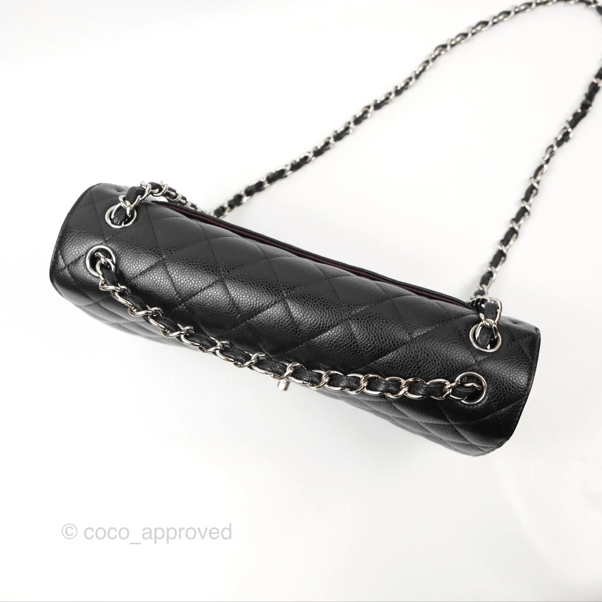 Chanel Jumbo Double Flap Quilted Black Caviar Silver Hardware