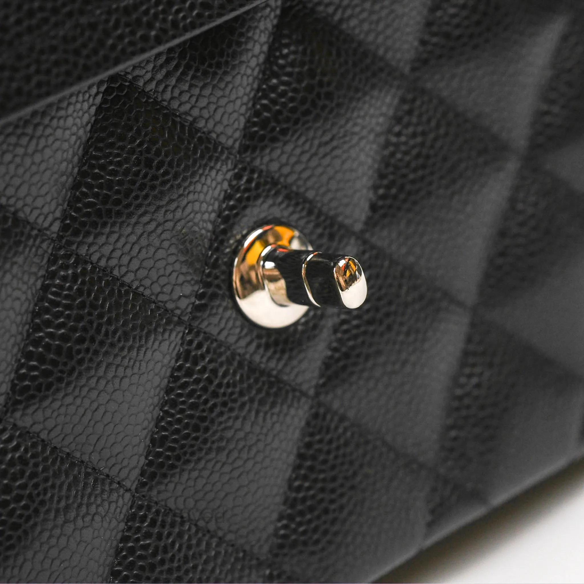 Chanel Jumbo Double Flap Quilted Black Caviar Silver Hardware