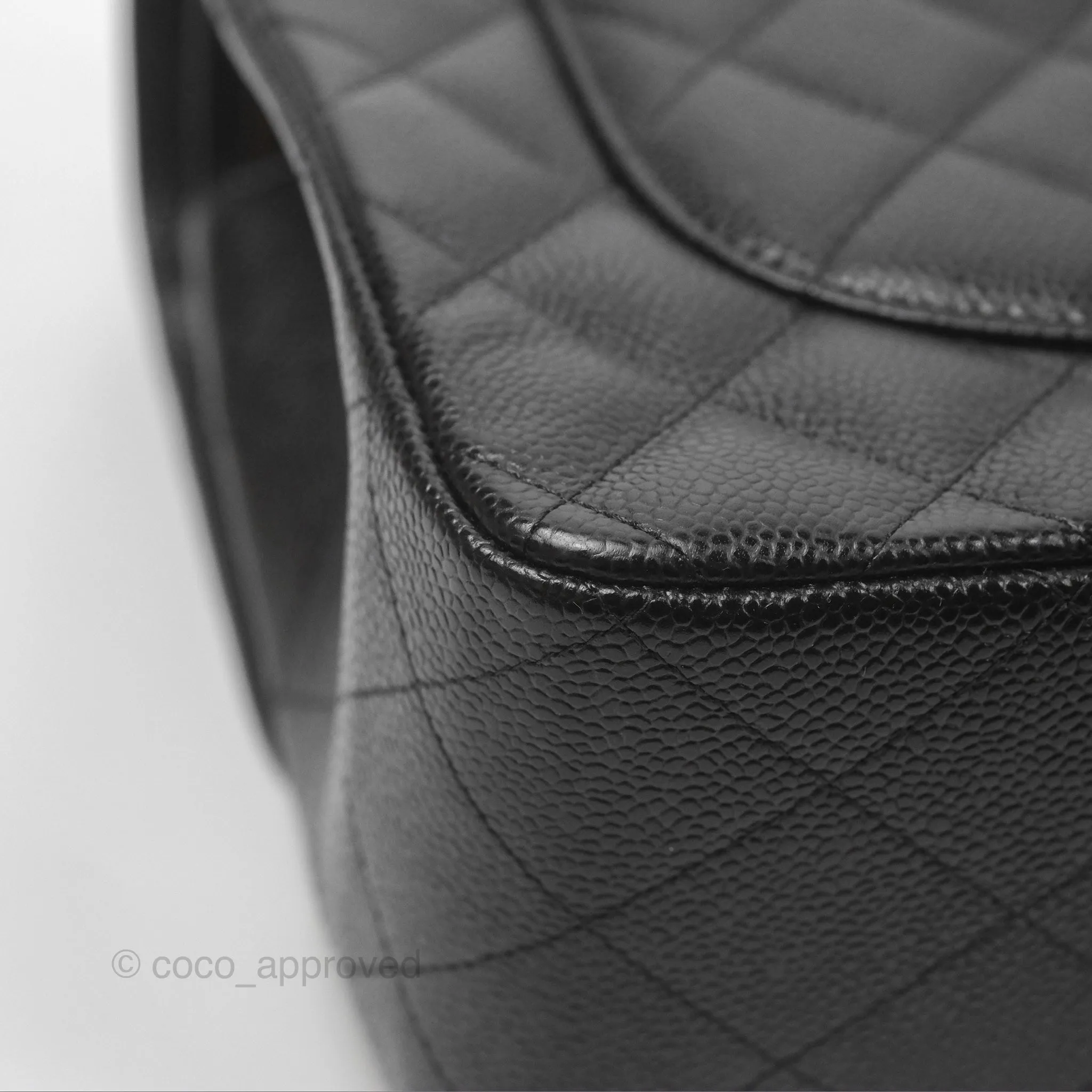 Chanel Jumbo Double Flap Quilted Black Caviar Silver Hardware